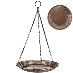 13.5" Beaded Hanging Copper Bird Bath