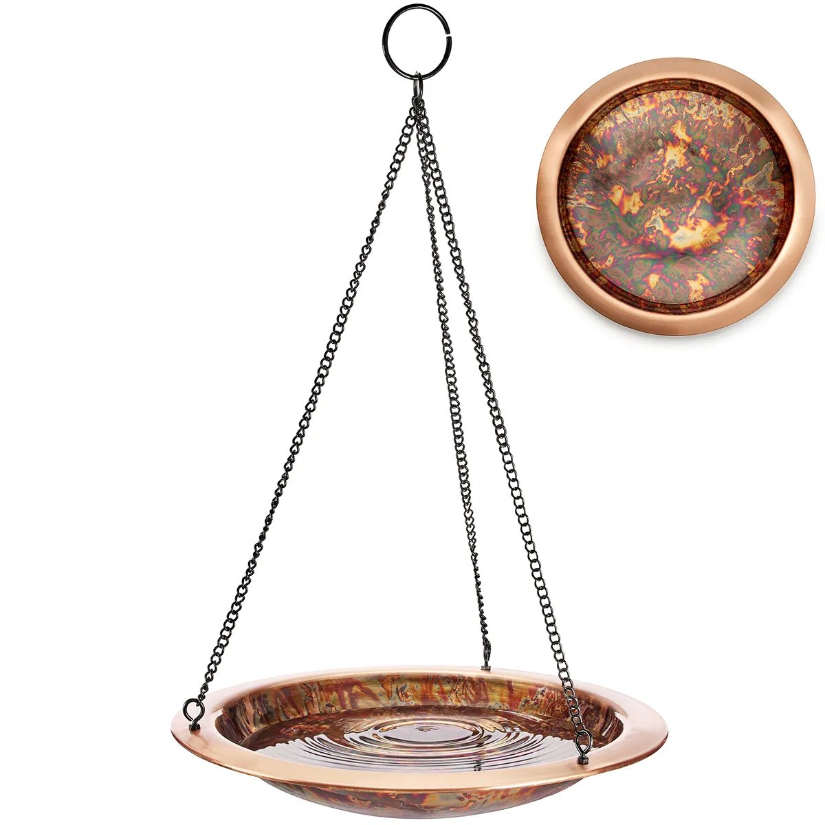 13.5" Hanging Fired Copper Bird Bath