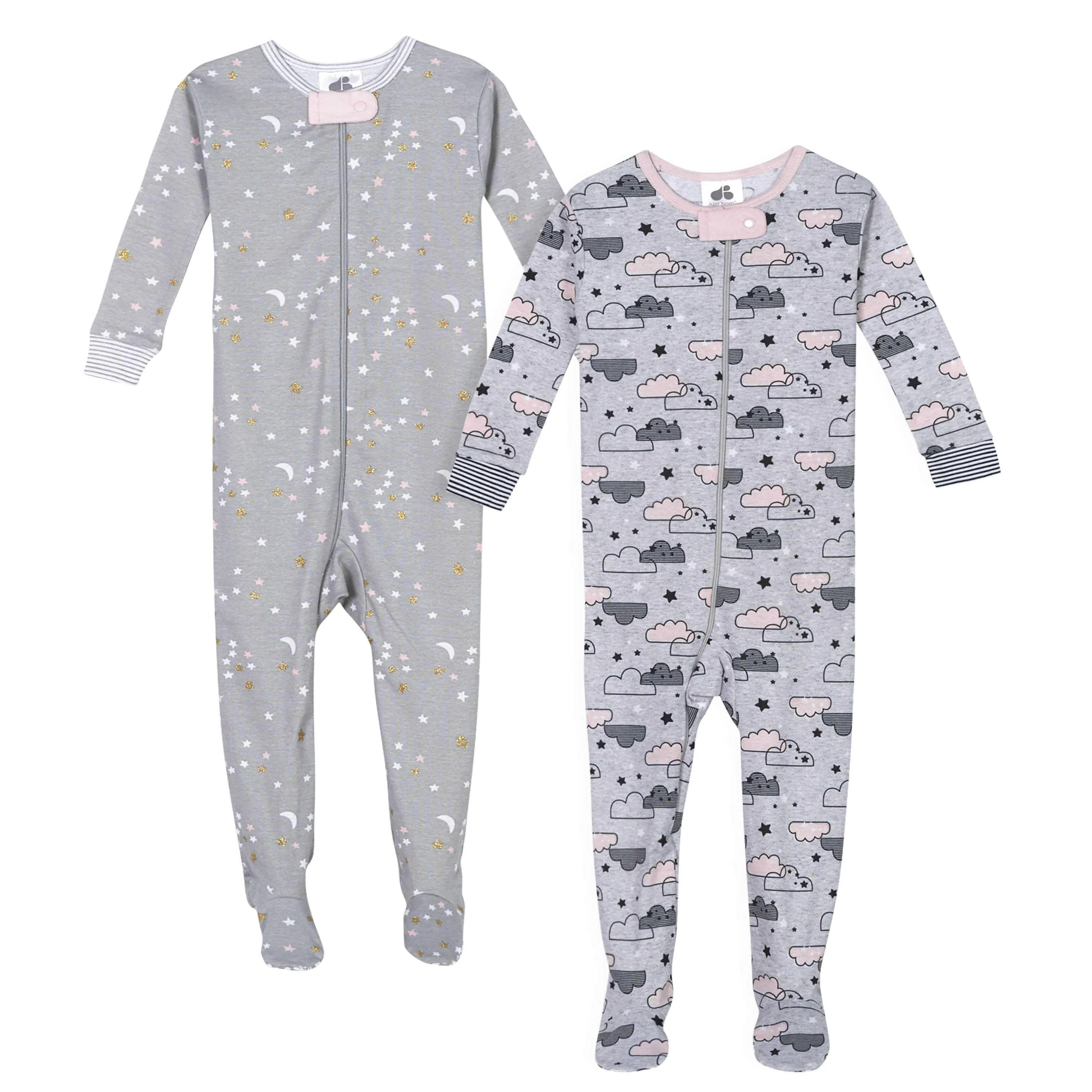 2-Pack Baby Girls' Unicorn & Clouds Organic Sleep 'n Play