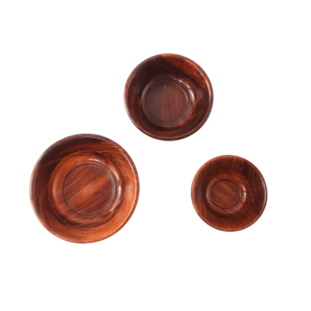 3 Pieces Wooden Bowl Set