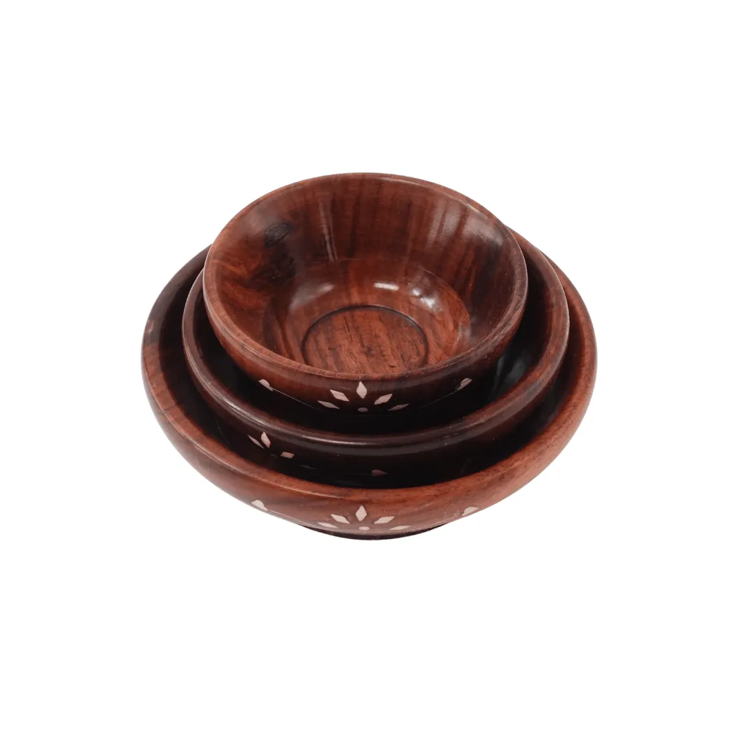 3 Pieces Wooden Bowl Set