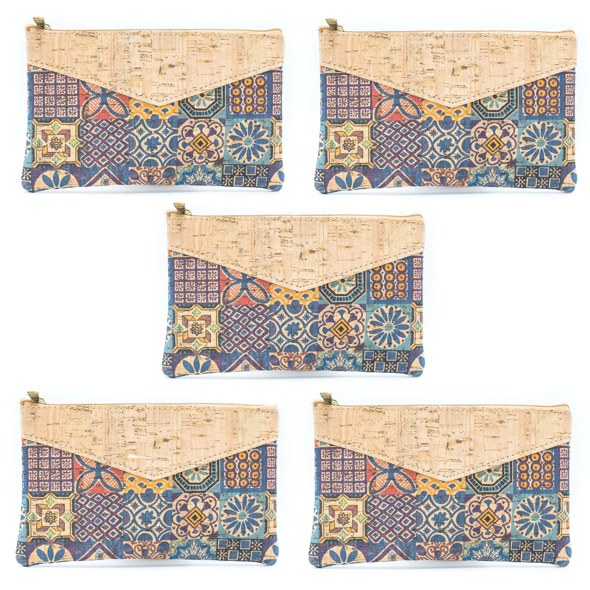 (5units）Pack of 5 Printed Cork Purses BAGD-292