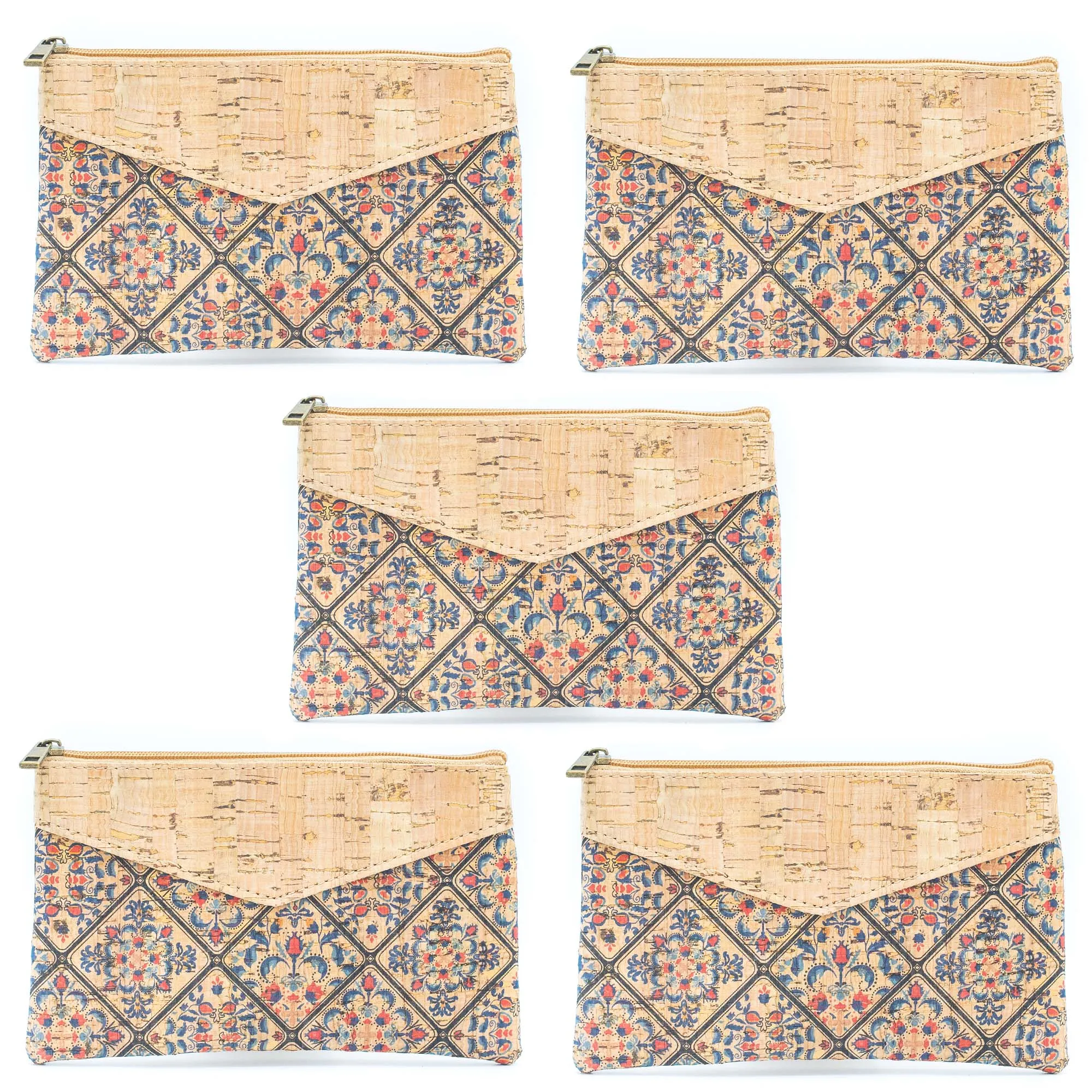 (5units）Pack of 5 Printed Cork Purses BAGD-292