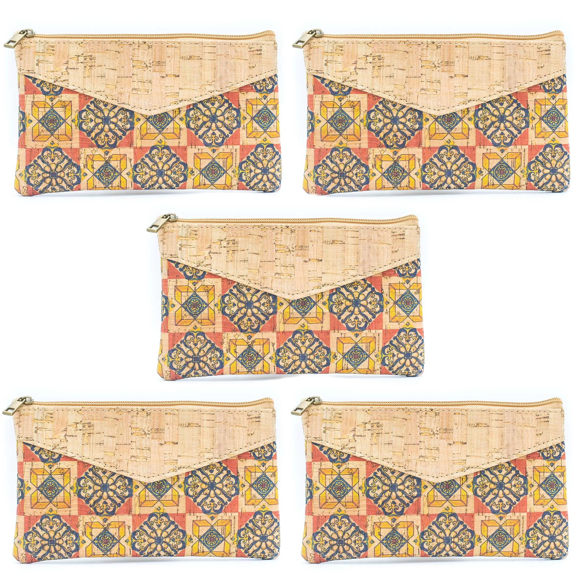 (5units）Pack of 5 Printed Cork Purses BAGD-292