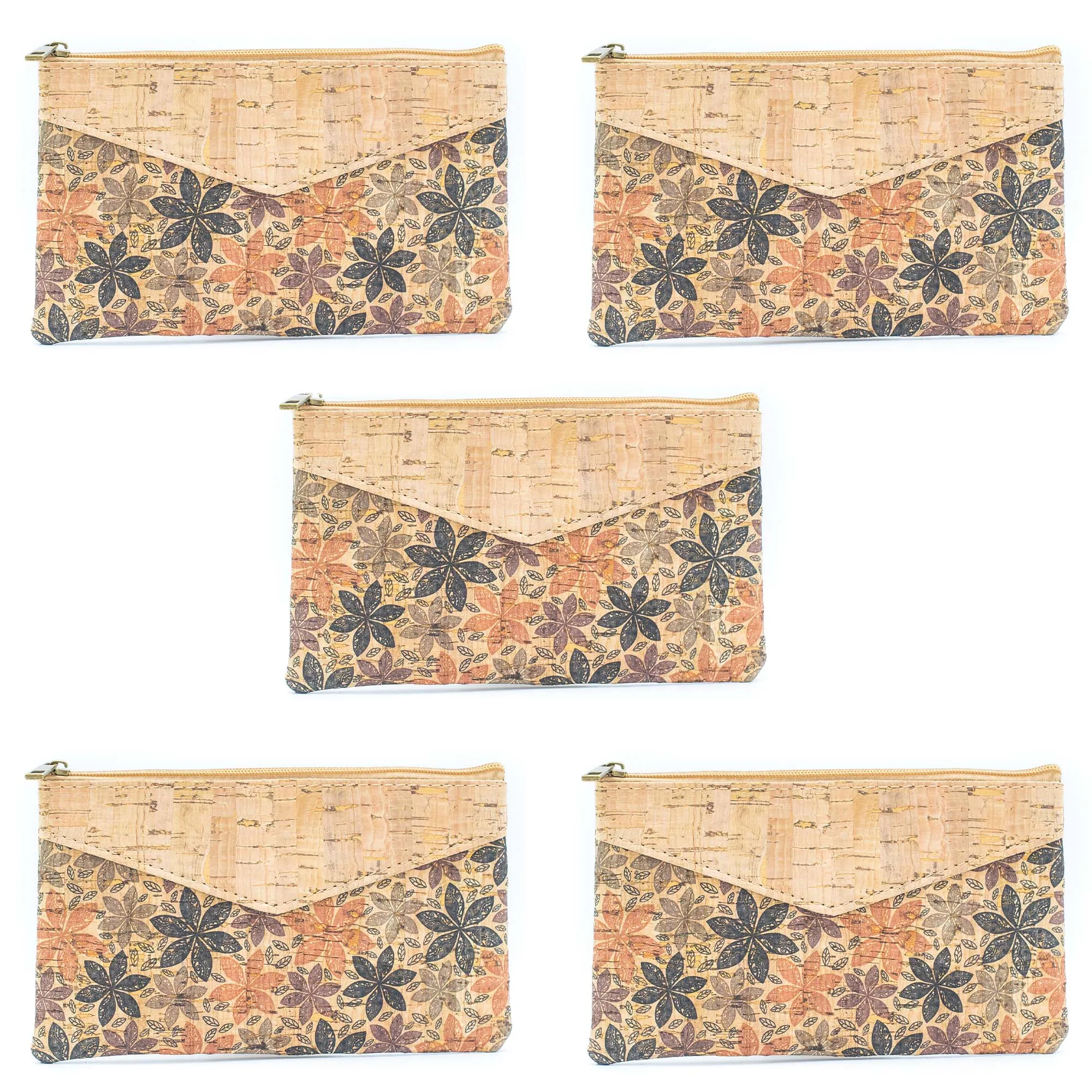 (5units）Pack of 5 Printed Cork Purses BAGD-292