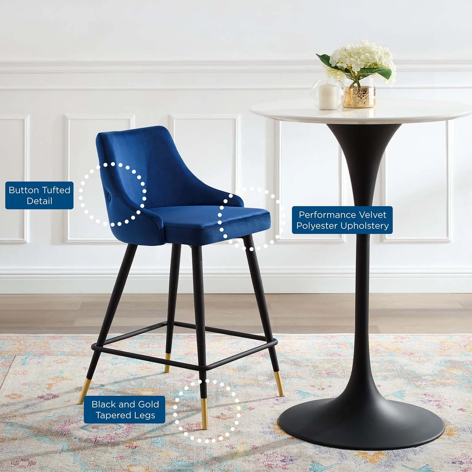 Adorn Performance Velvet Counter Stool by Modway