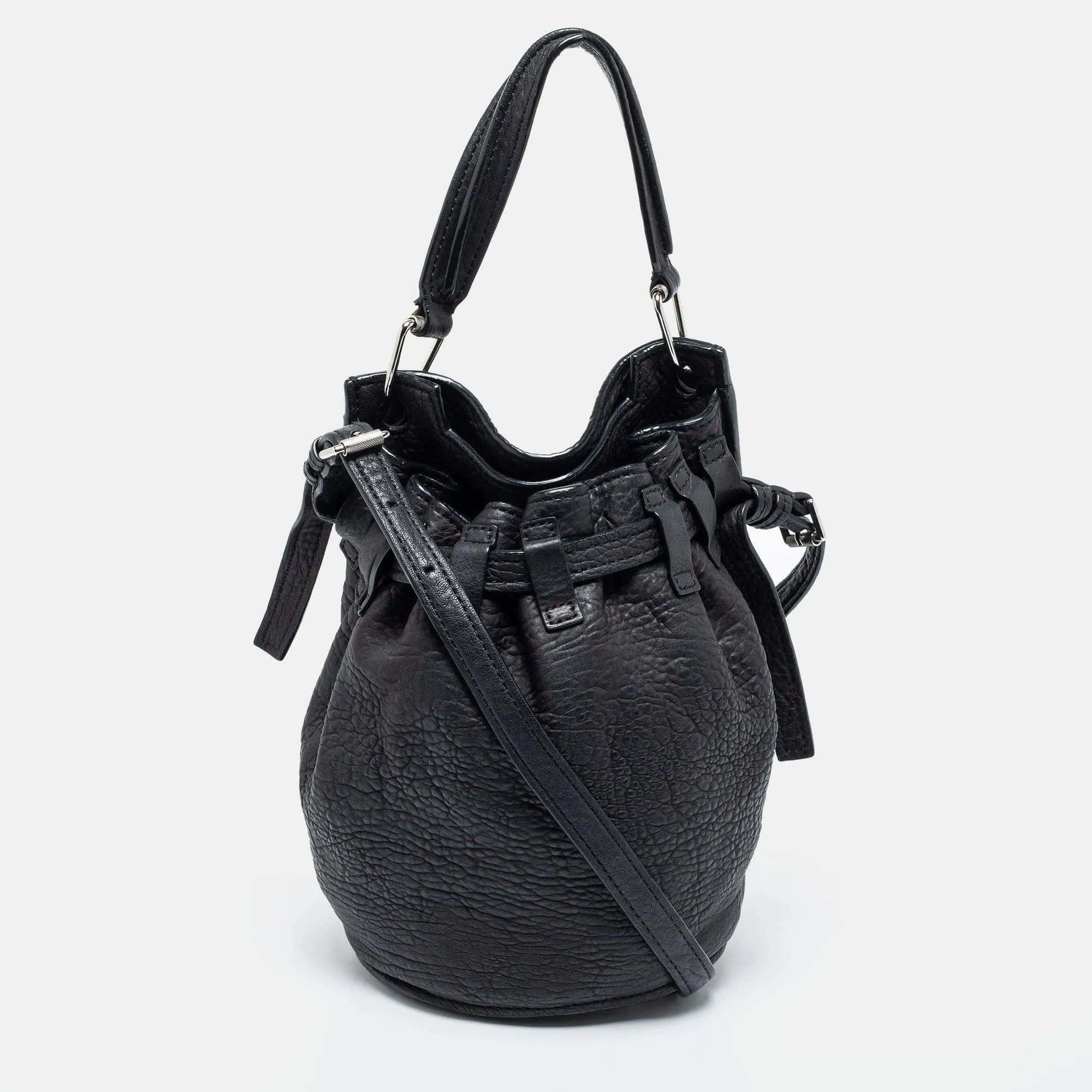 Alexander Wang Black Textured Leather Diego Bucket Bag