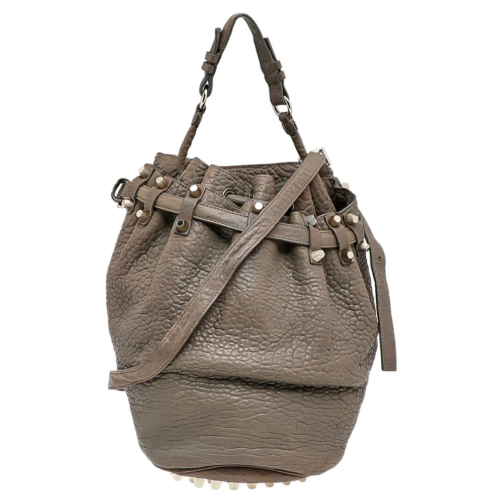 Alexander Wang Grey Textured Leather Diego Bucket Bag