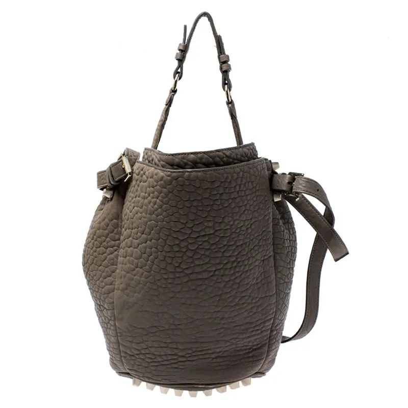 Alexander Wang Taupe Textured Leather Diego Bucket Bag