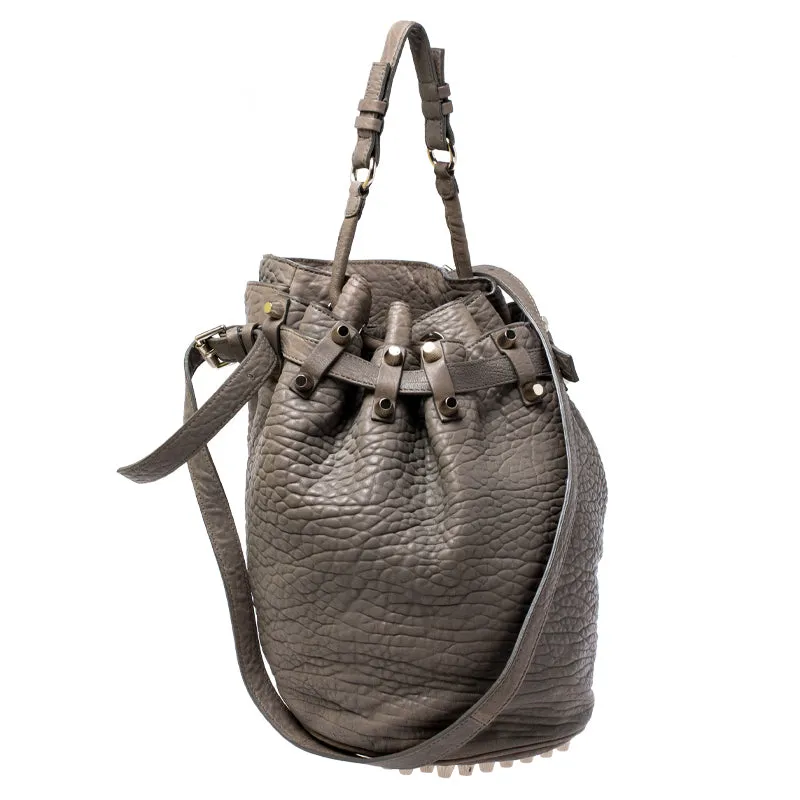 Alexander Wang Taupe Textured Leather Diego Bucket Bag