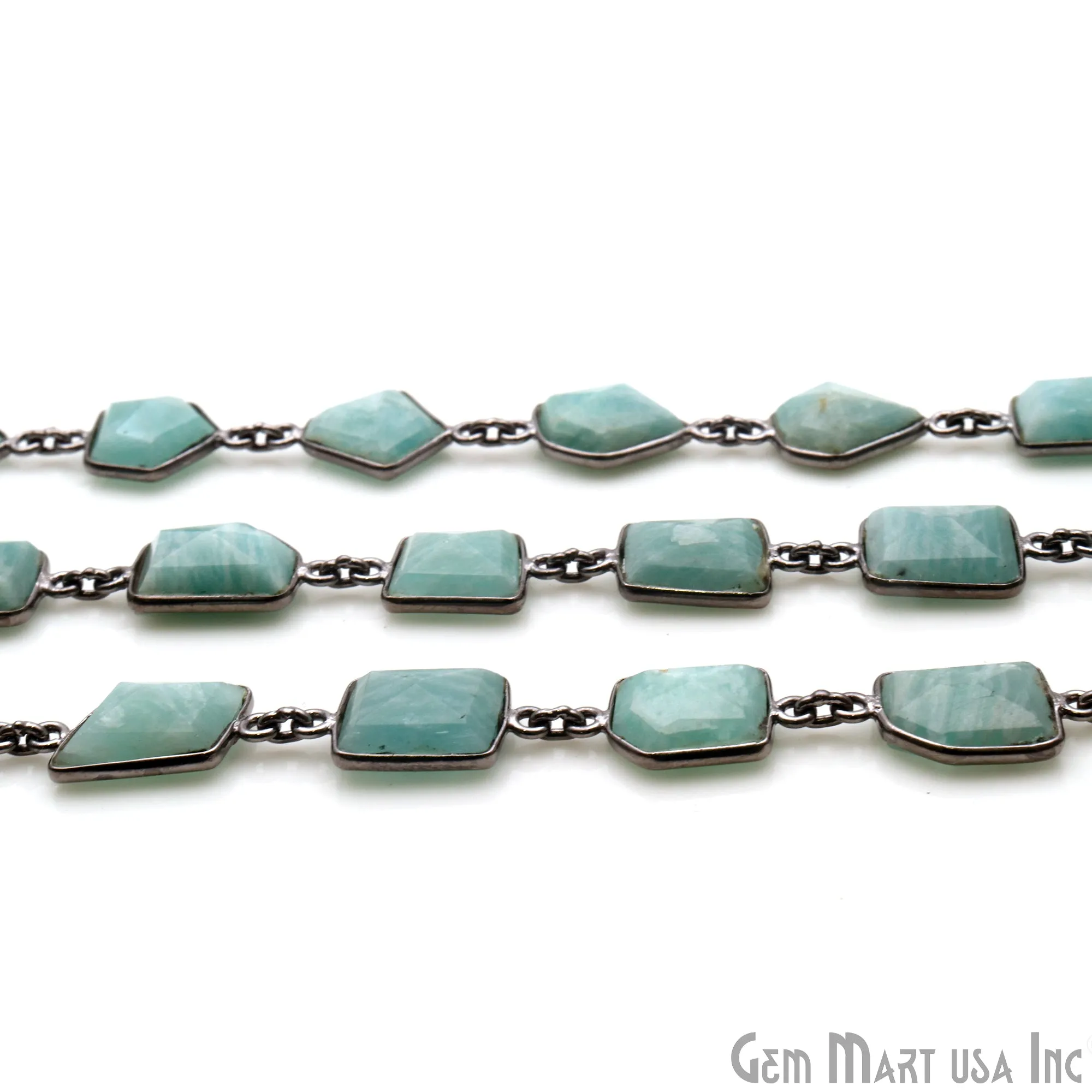 Amazonite 10mm Oxidized Continuous Connector Chain