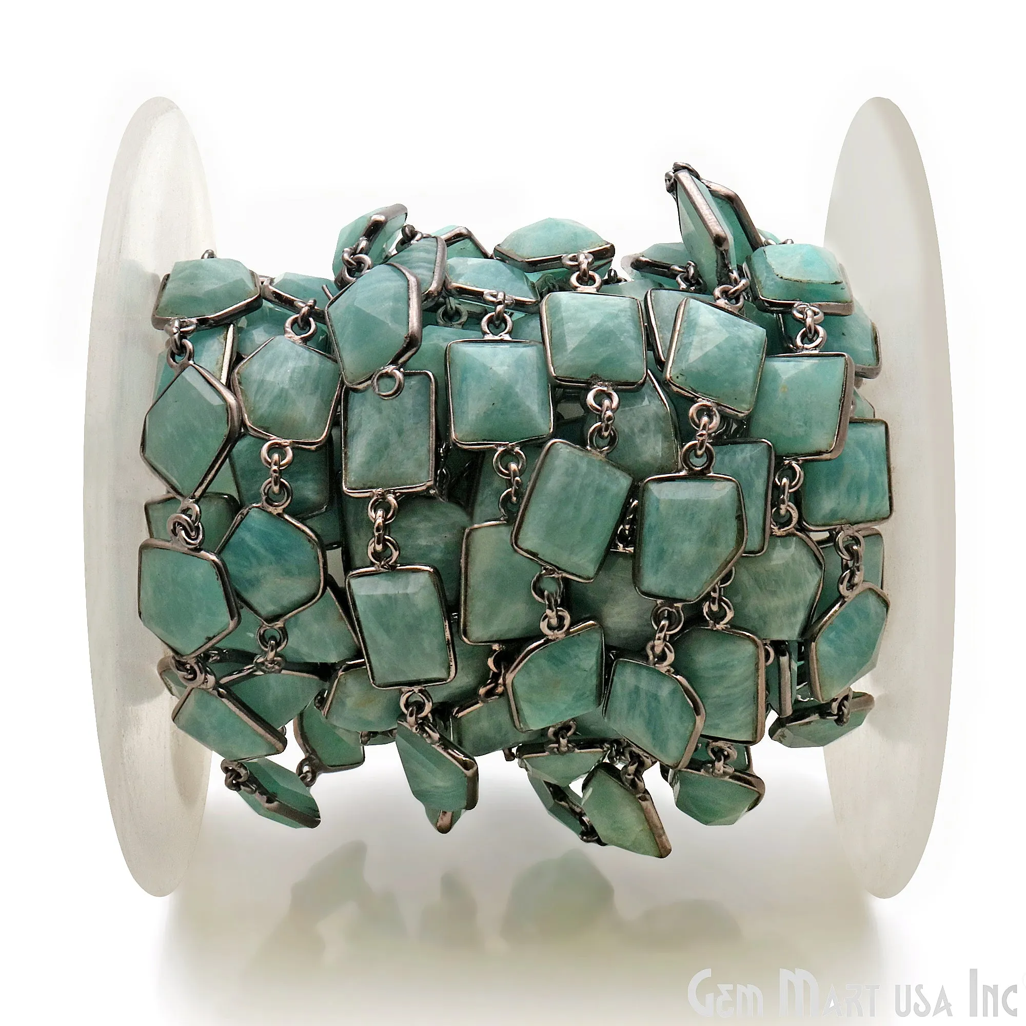 Amazonite 10mm Oxidized Continuous Connector Chain