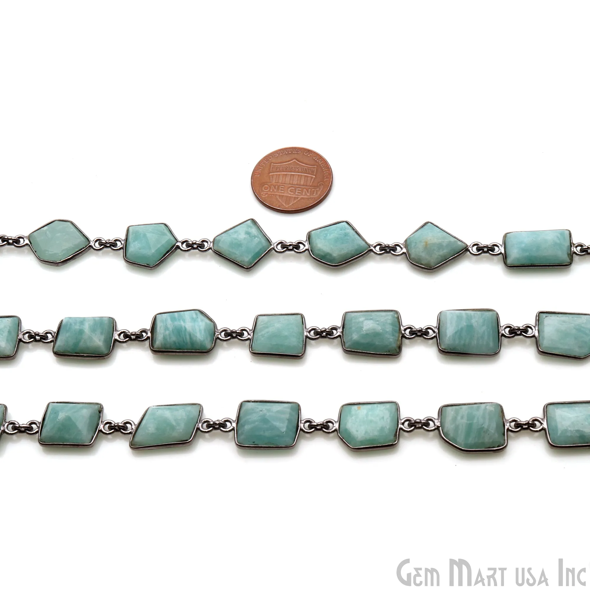 Amazonite 10mm Oxidized Continuous Connector Chain