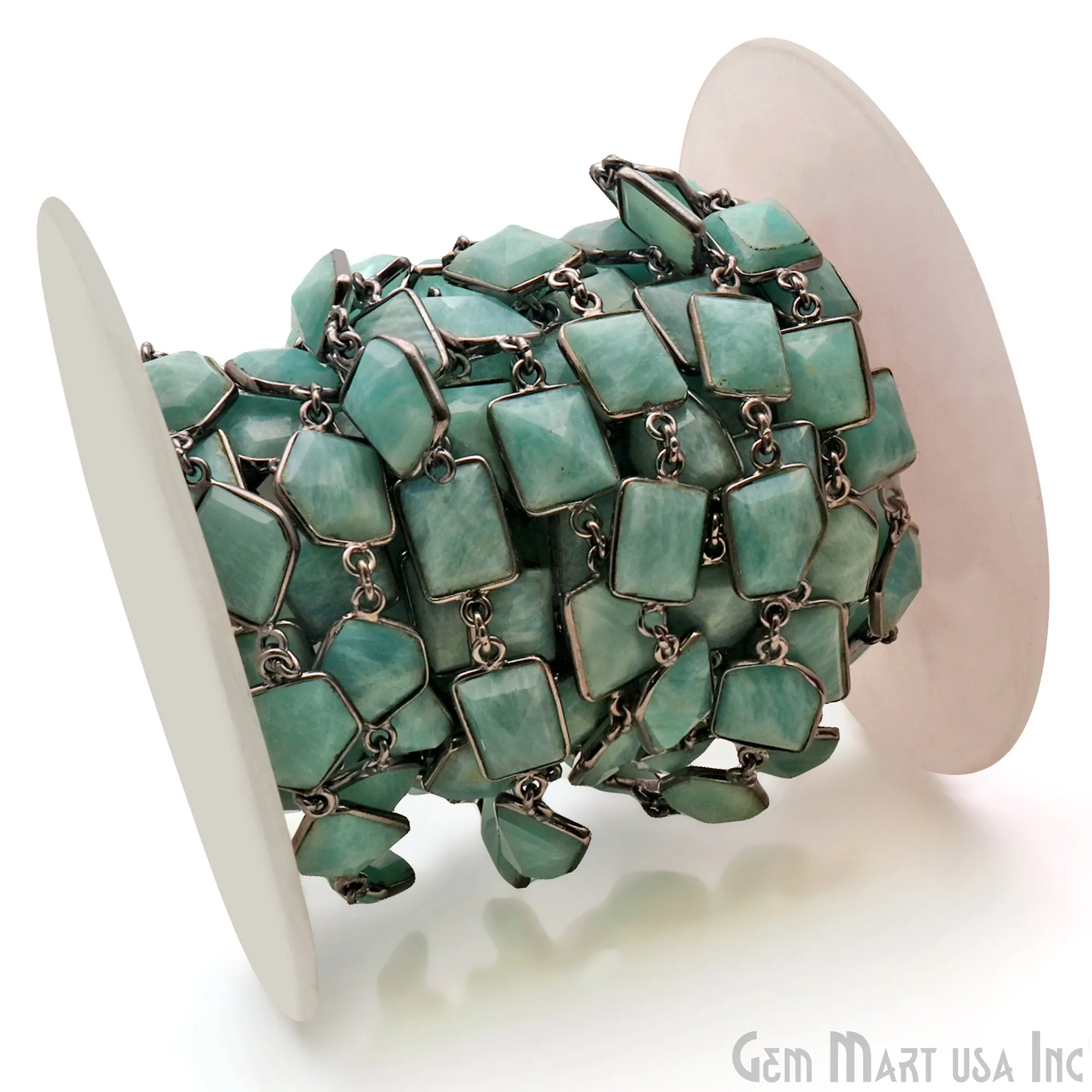 Amazonite 10mm Oxidized Continuous Connector Chain