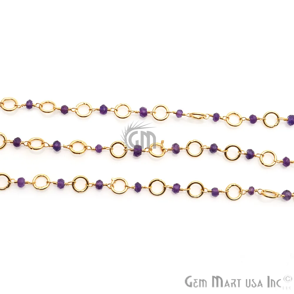 Amethyst Beads Gold Plated Finding Rosary Chain