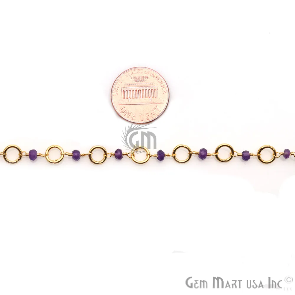 Amethyst Beads Gold Plated Finding Rosary Chain