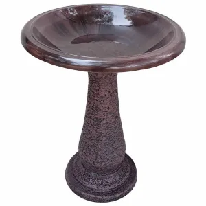 Antique Brown Fiber Clay Bird Bath