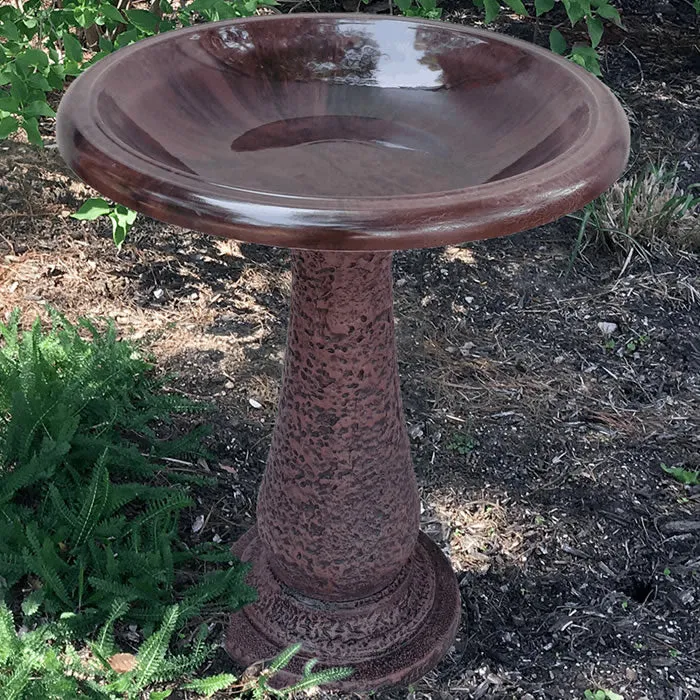 Antique Brown Fiber Clay Bird Bath