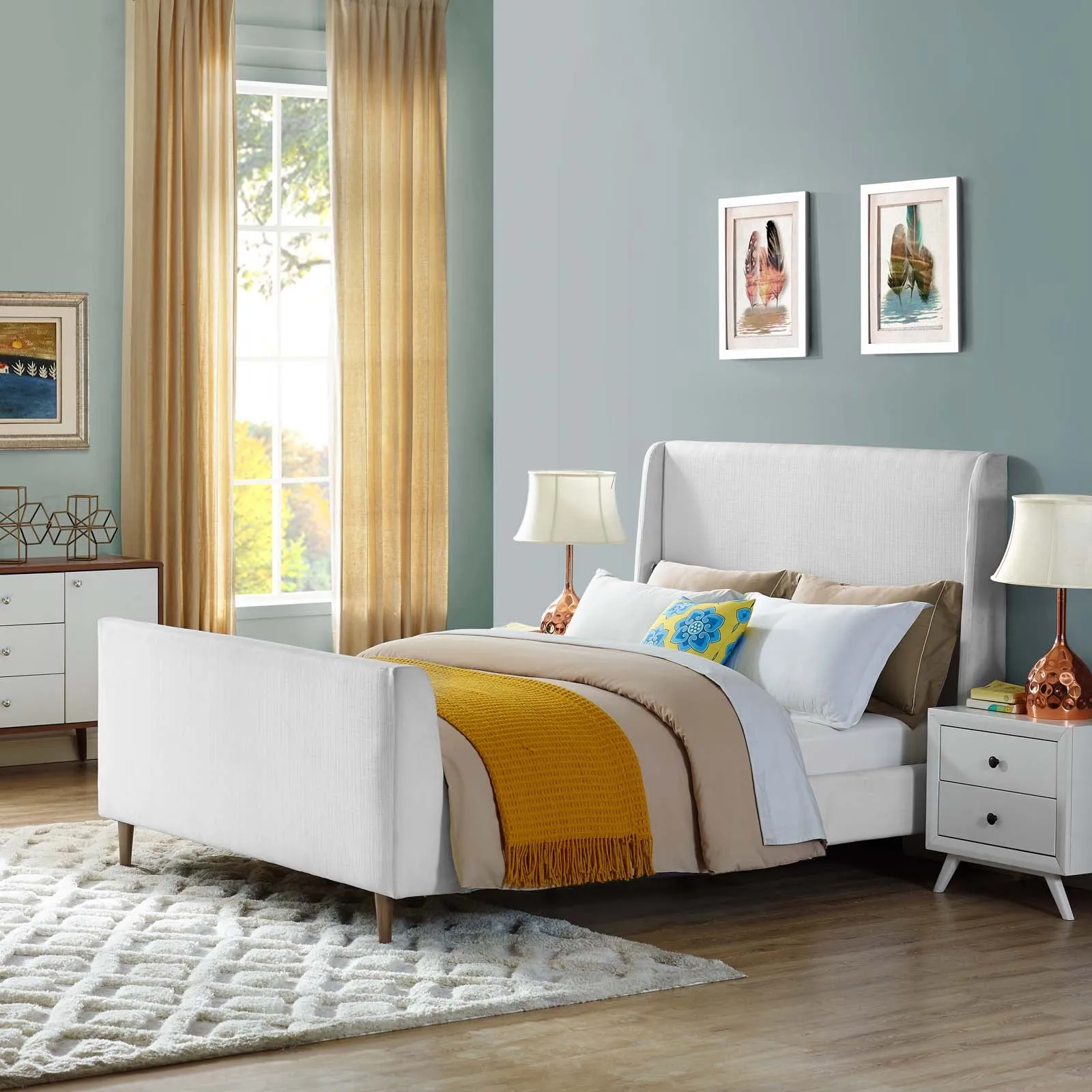 Aubree Upholstered Fabric Sleigh Platform Bed by Modway