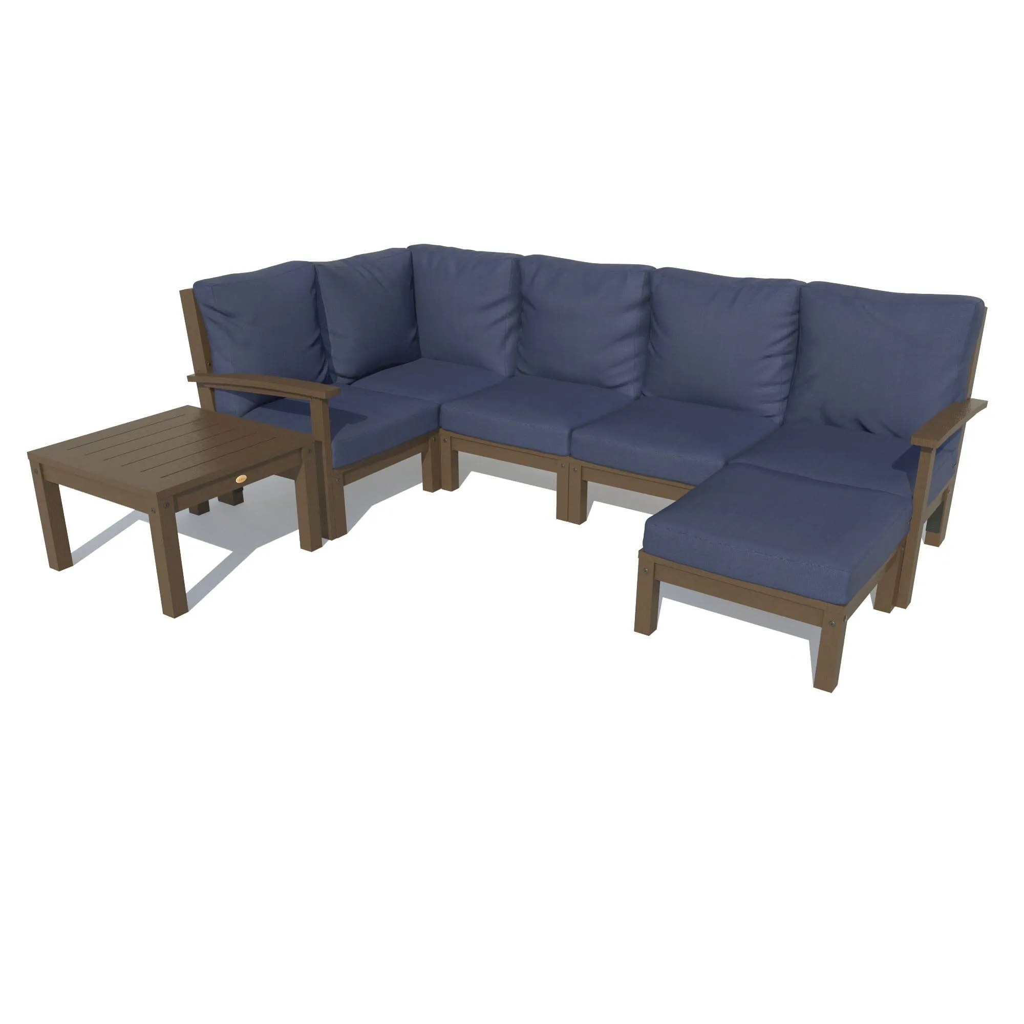 Bespoke Deep Seating: 7 Piece Sectional Set with Ottoman and Side Table