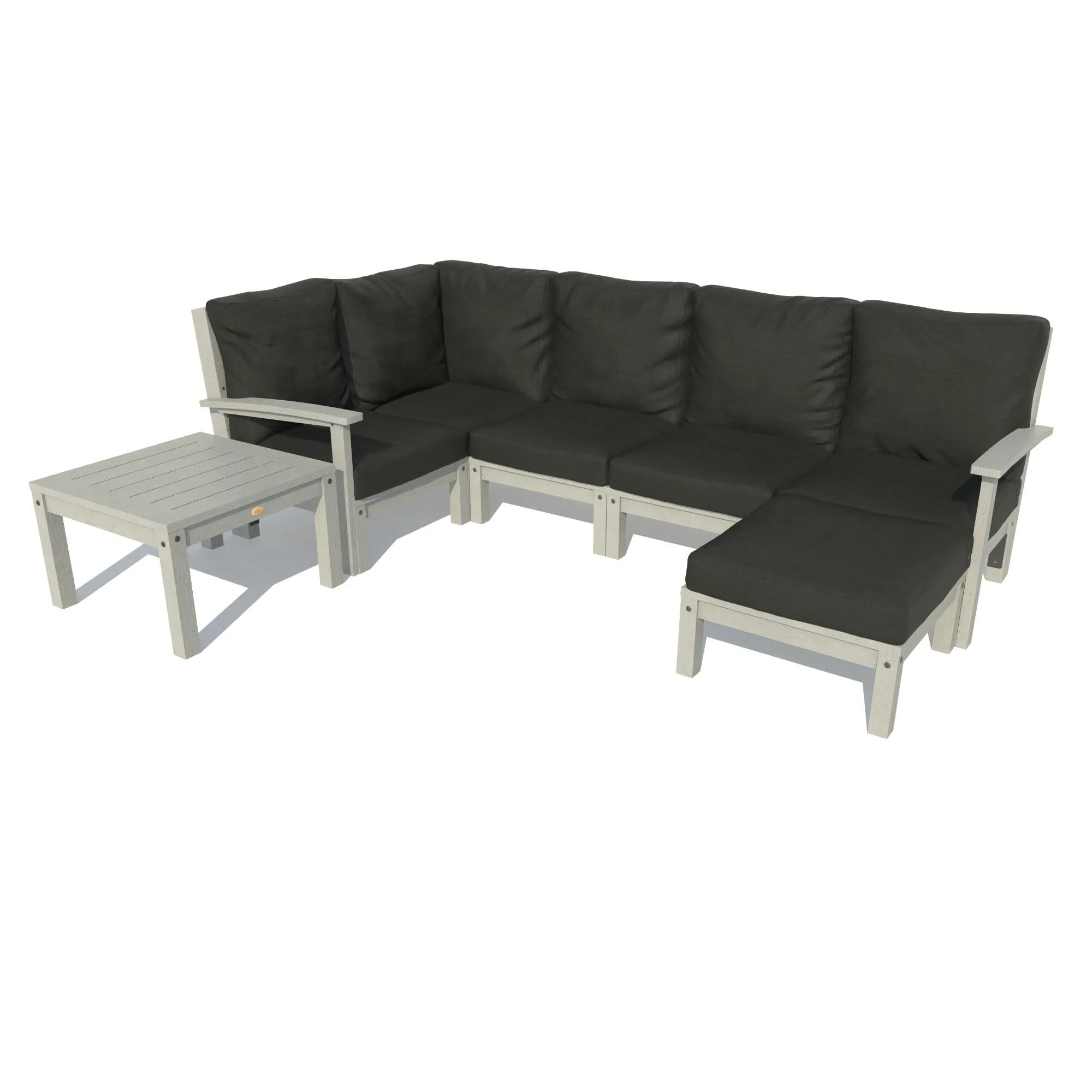 Bespoke Deep Seating: 7 Piece Sectional Set with Ottoman and Side Table