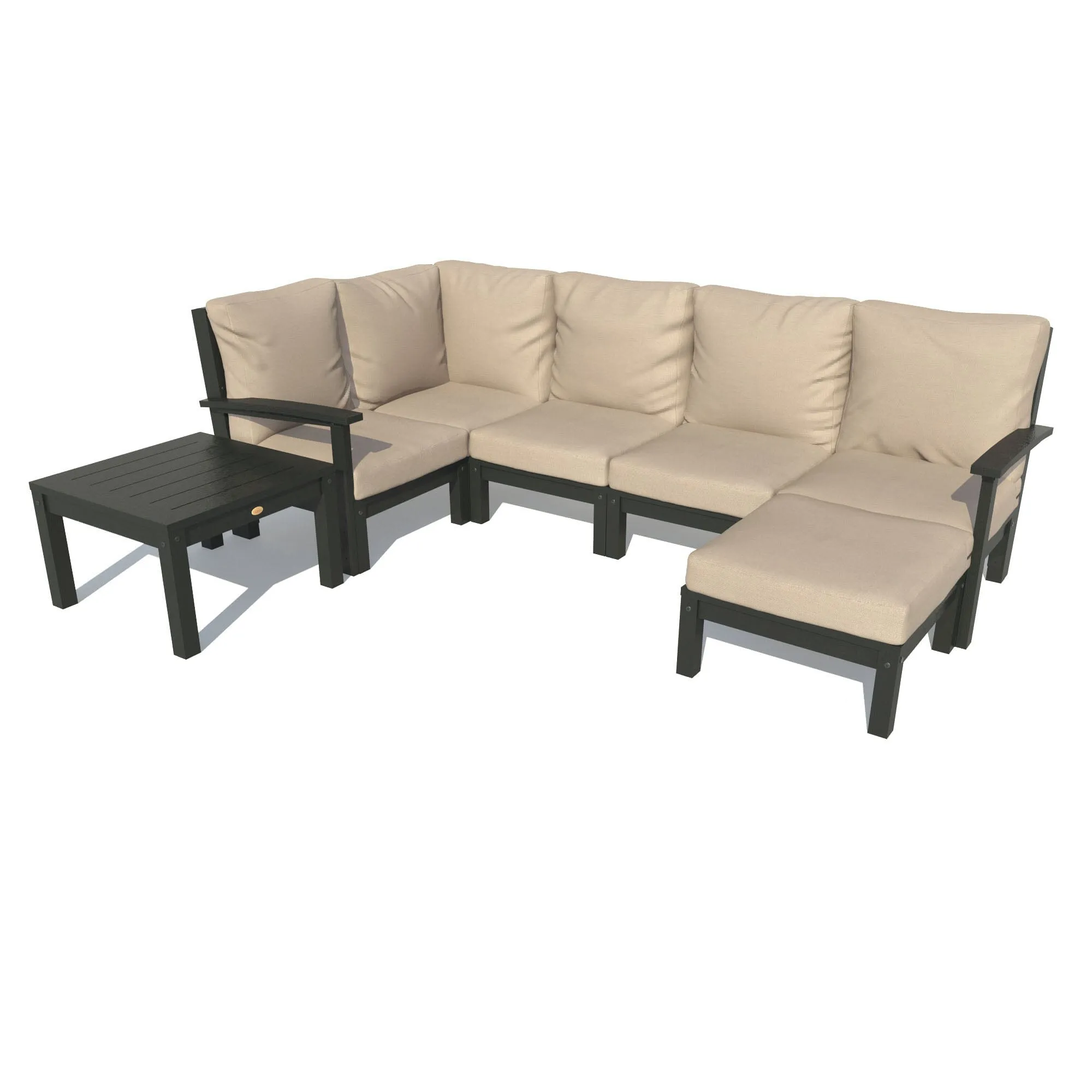 Bespoke Deep Seating: 7 Piece Sectional Set with Ottoman and Side Table