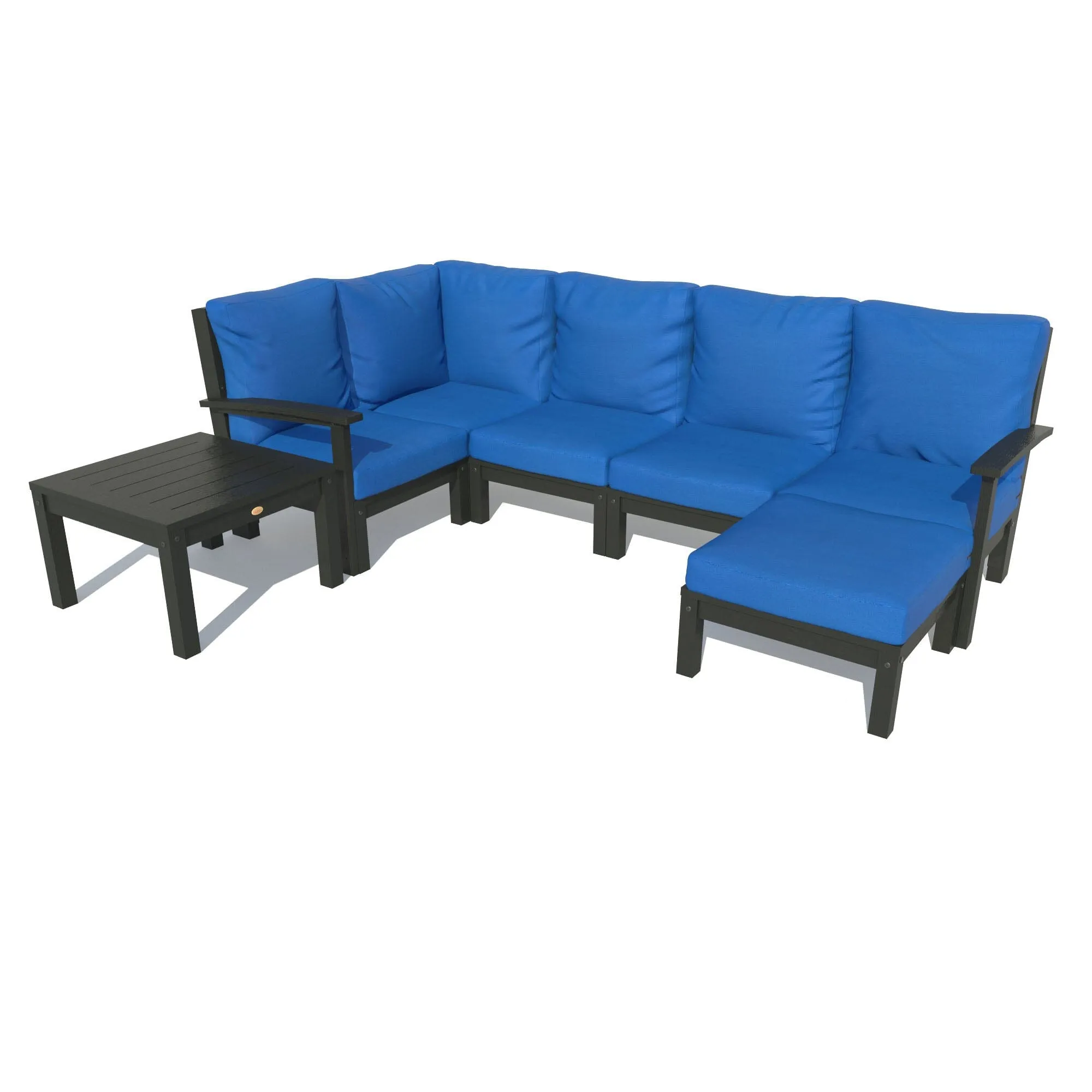 Bespoke Deep Seating: 7 Piece Sectional Set with Ottoman and Side Table