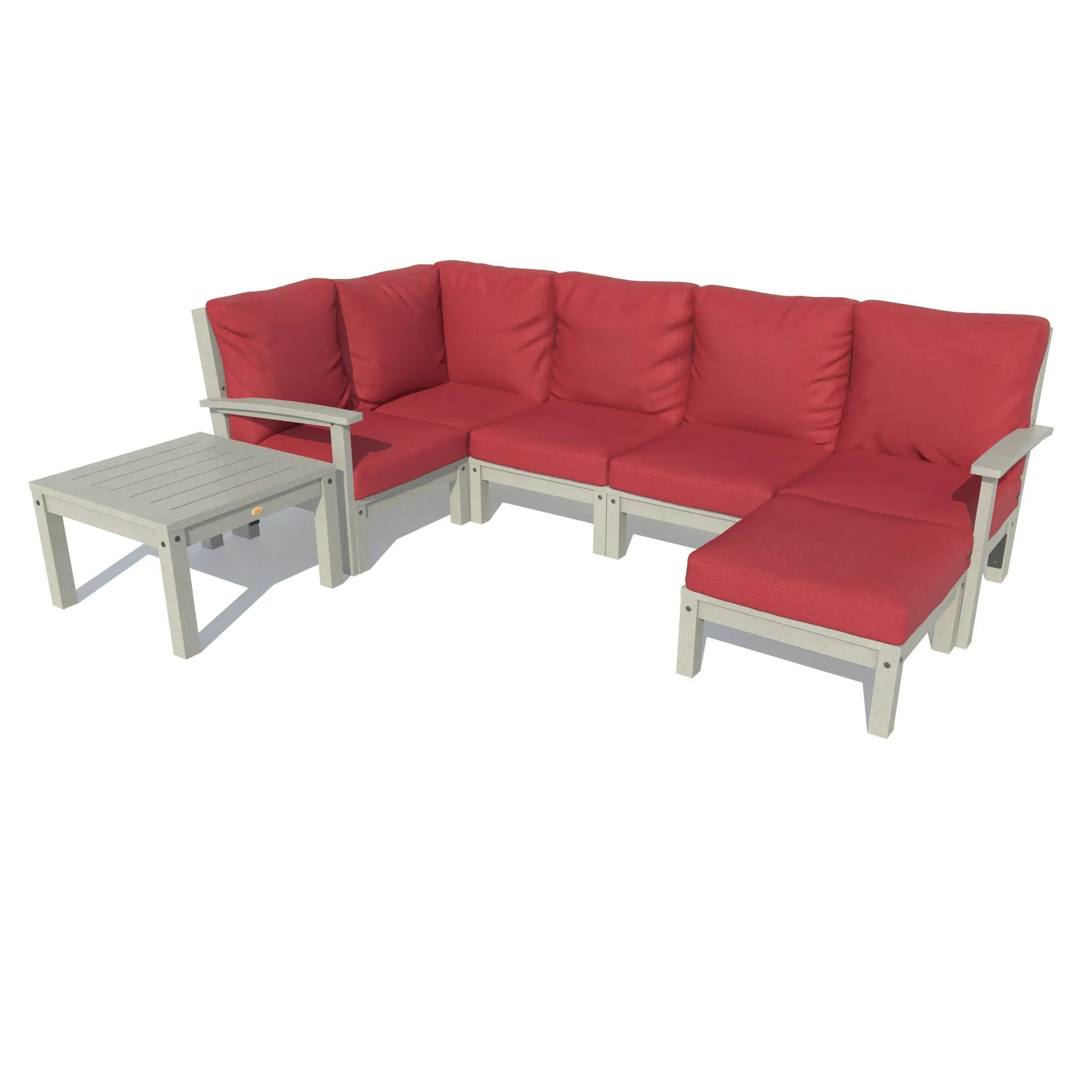 Bespoke Deep Seating: 7 Piece Sectional Set with Ottoman and Side Table