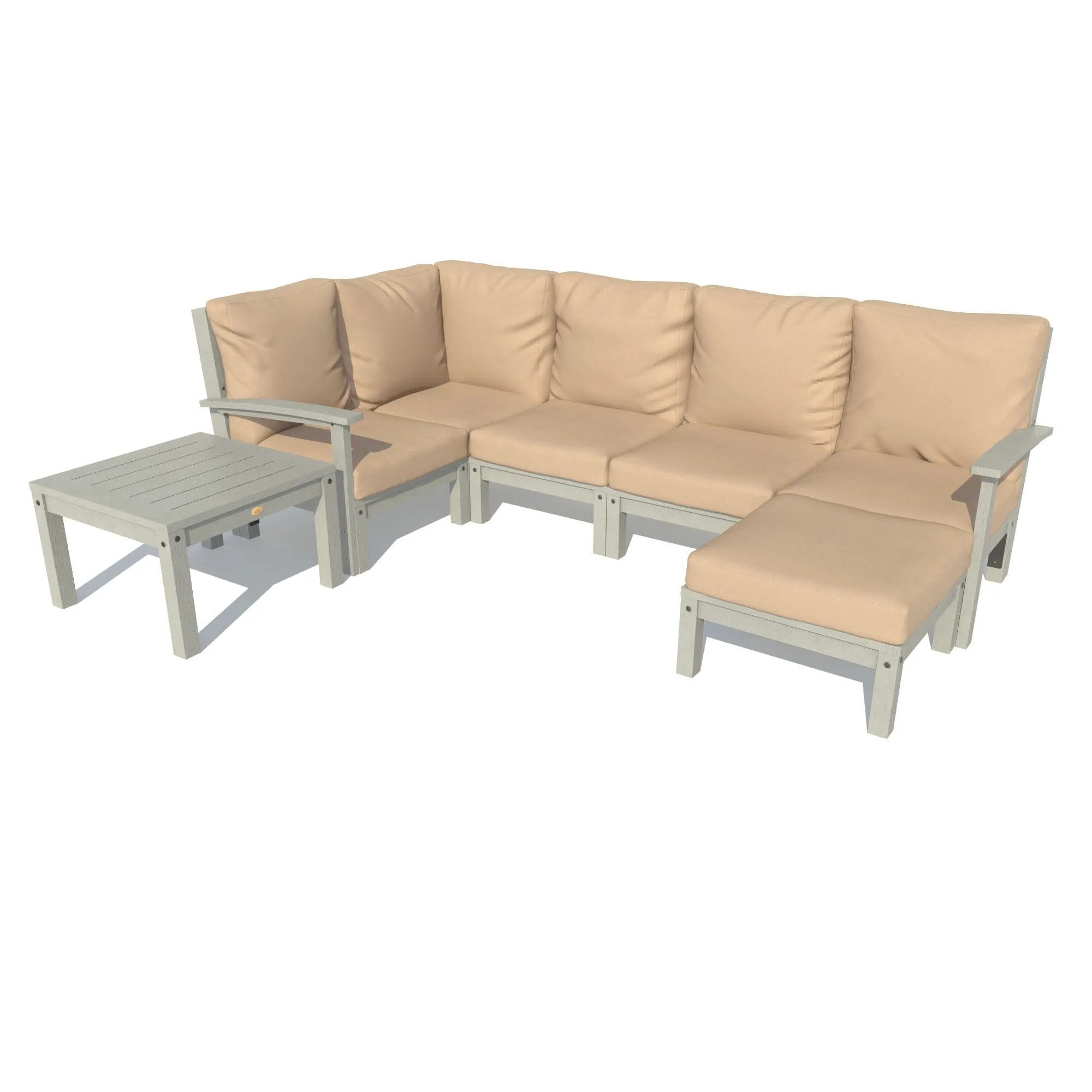 Bespoke Deep Seating: 7 Piece Sectional Set with Ottoman and Side Table