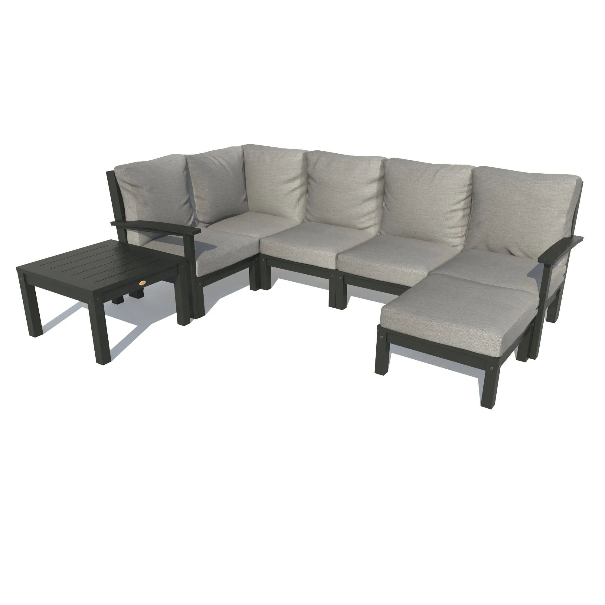 Bespoke Deep Seating: 7 Piece Sectional Set with Ottoman and Side Table