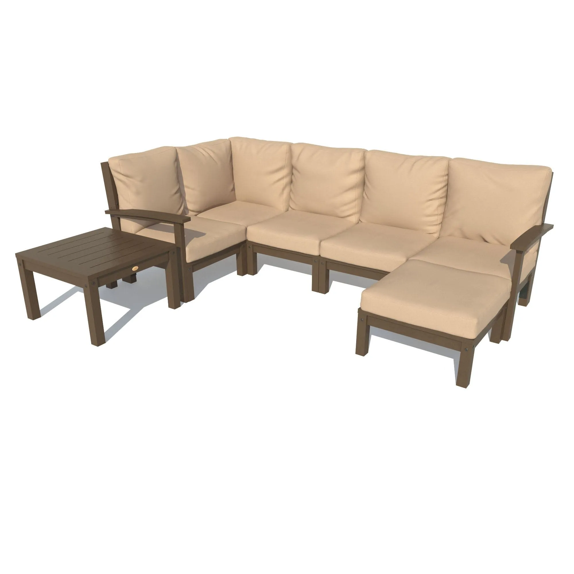 Bespoke Deep Seating: 7 Piece Sectional Set with Ottoman and Side Table