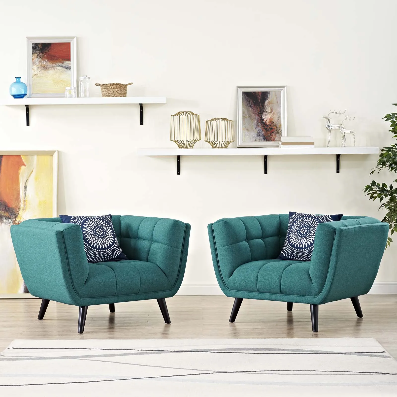 Bestow 2 Piece Upholstered Fabric Armchair Set by Modway