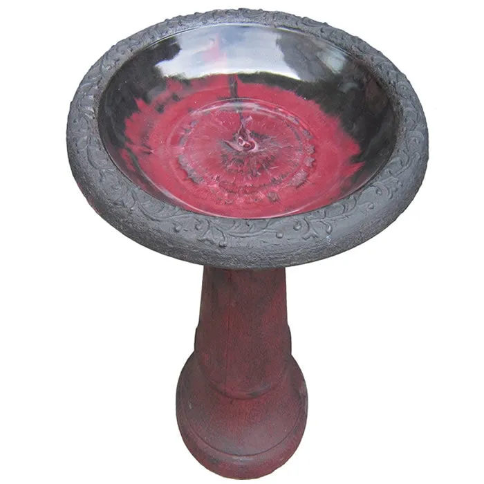 Birds & Beyond Fiber Clay Bird Bath, Red