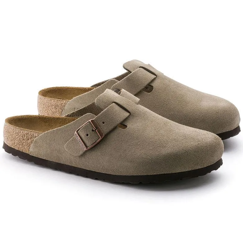 Birkenstock Women's Boston Soft Footbed Taupe Suede