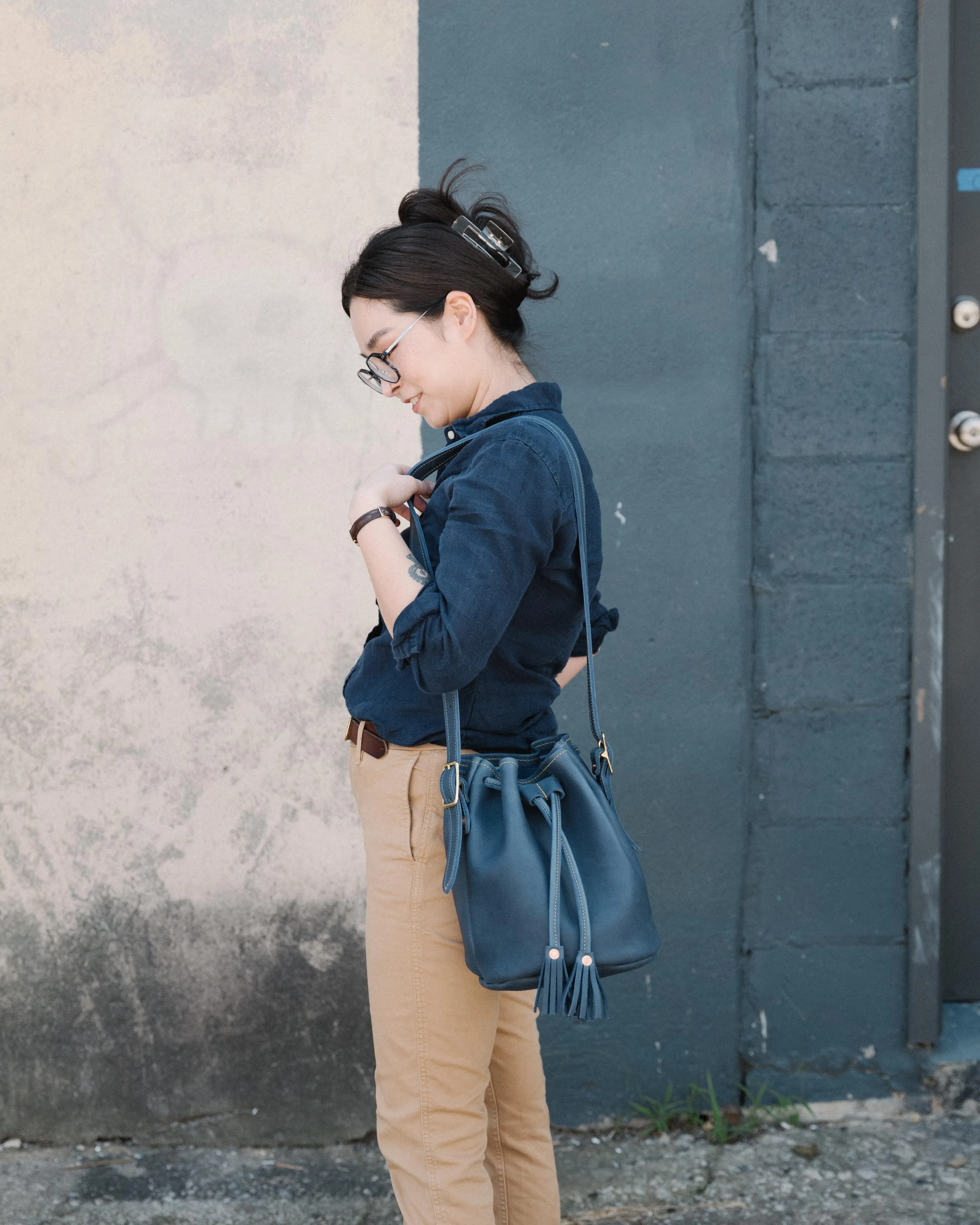 Blue Cypress Bucket Bag