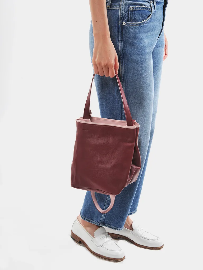 Bordeaux and Pink Soft Bucket Bag