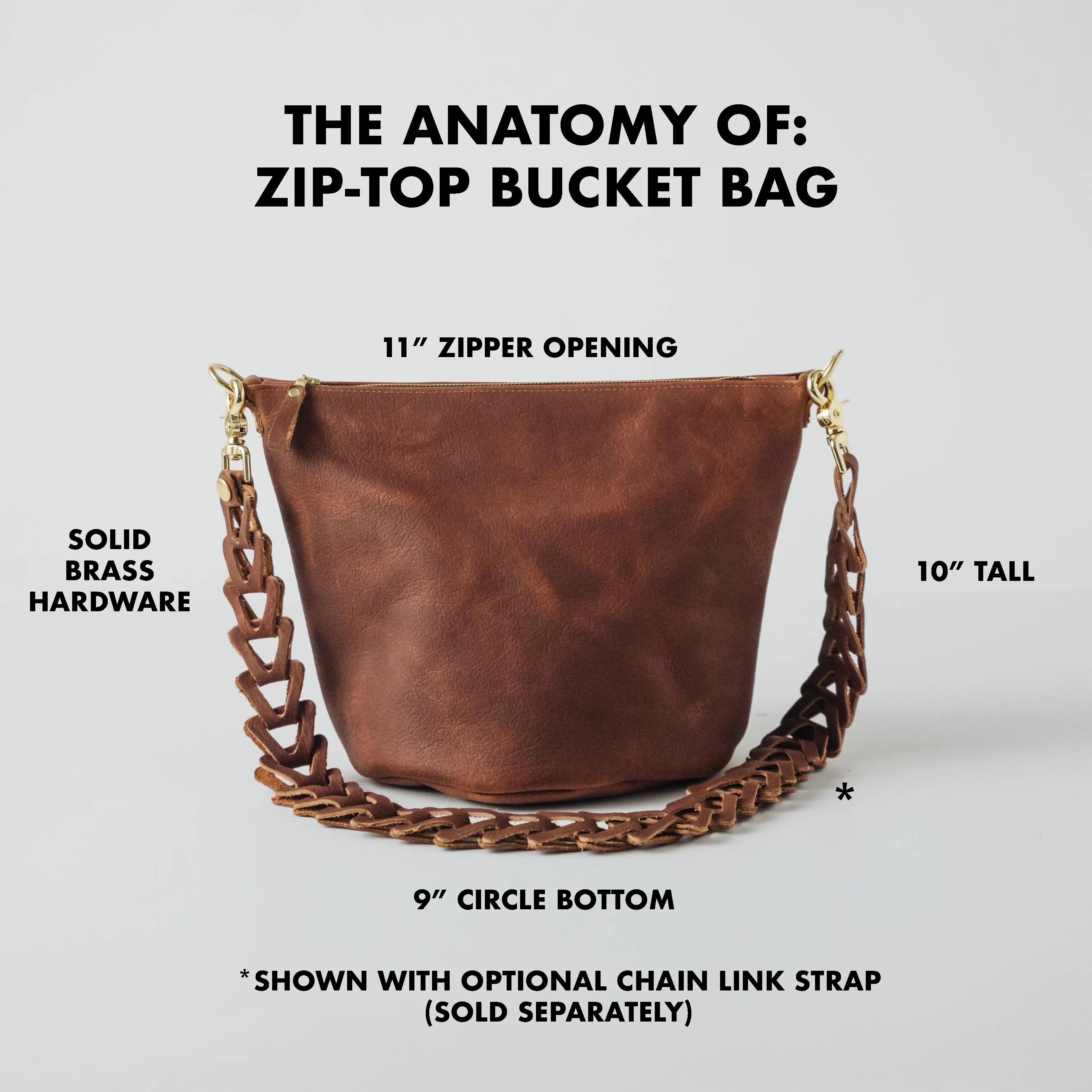 Brown Kodiak Zip-Top Bucket Bag