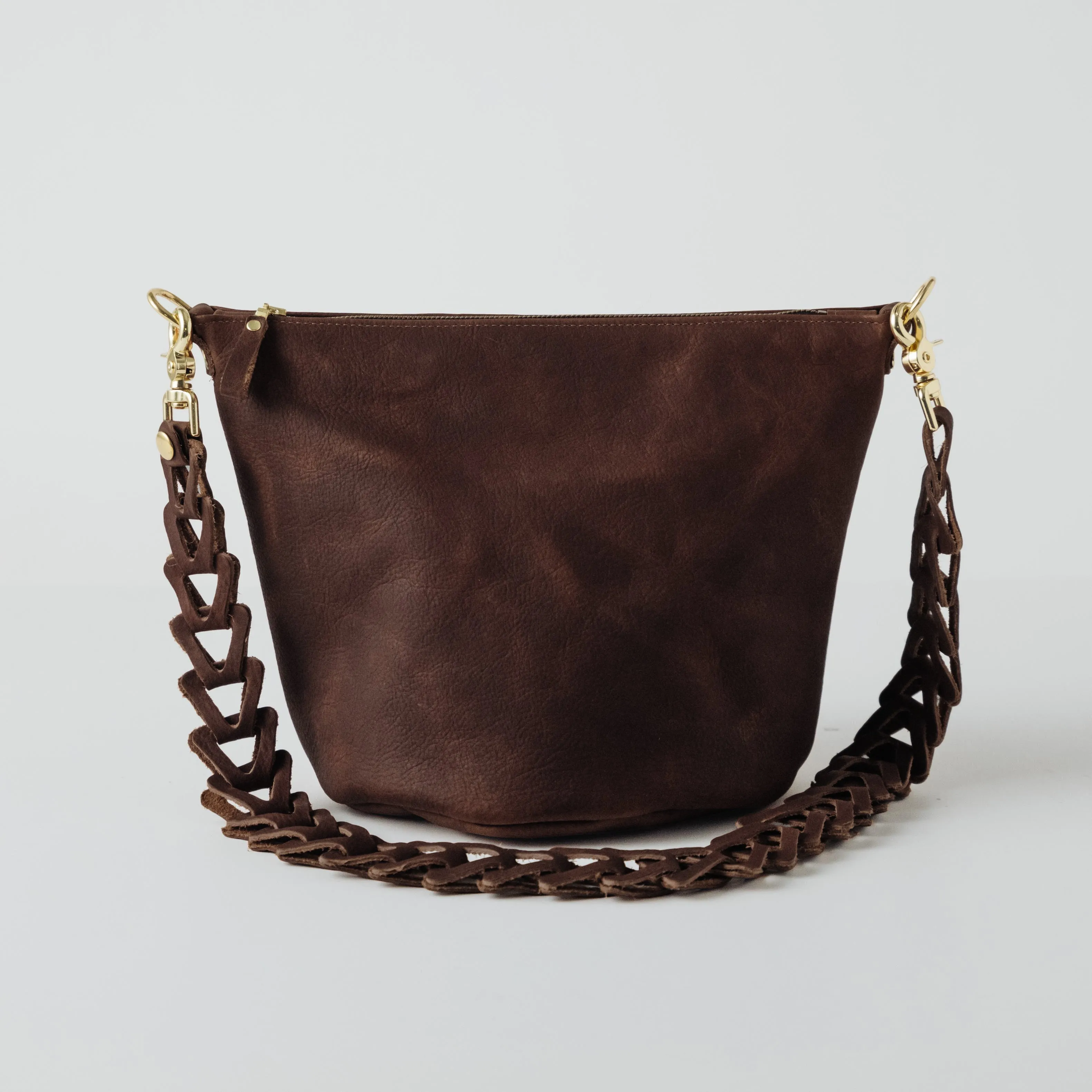 Brown Kodiak Zip-Top Bucket Bag