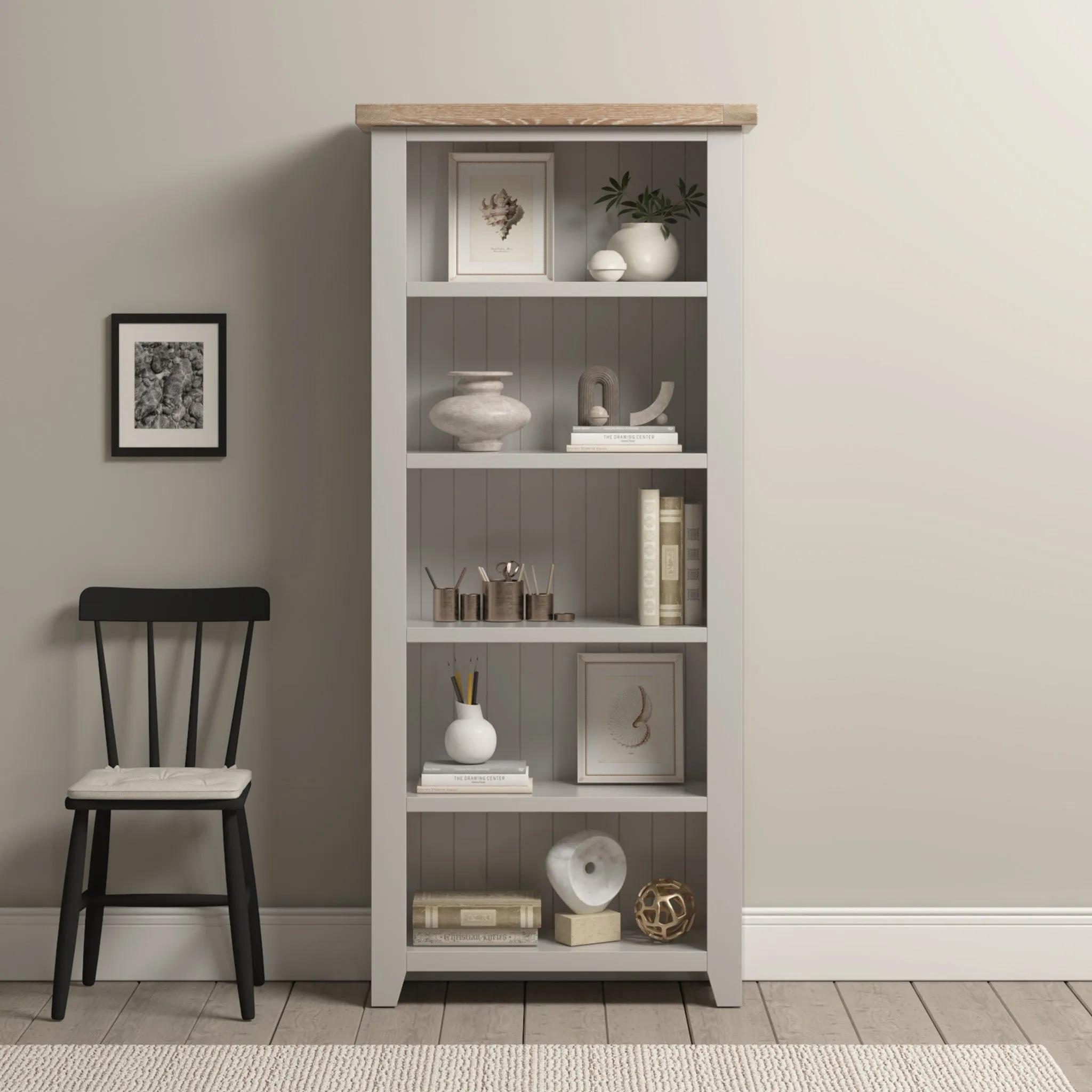 Burford Large Bookcase in Pebble Grey