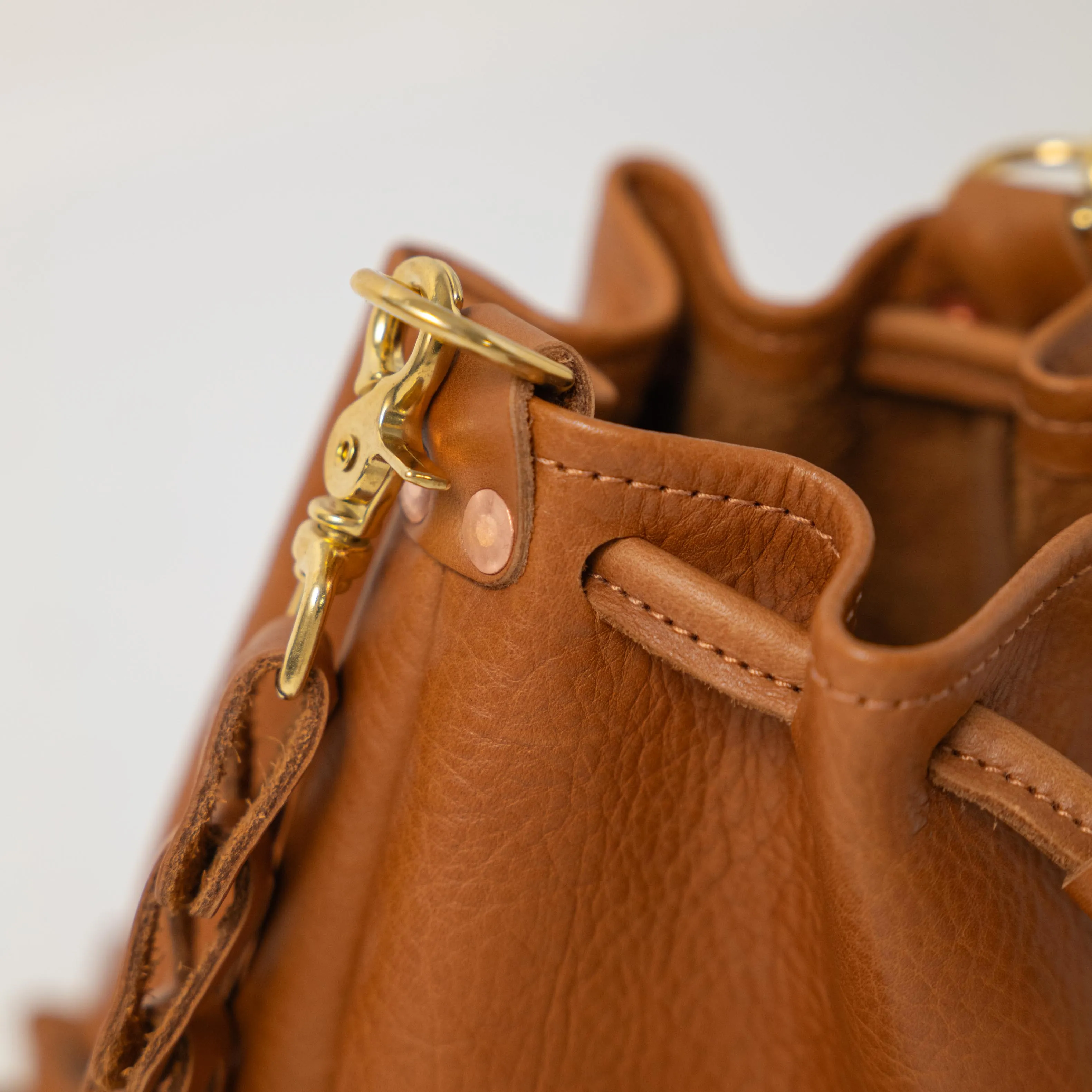 Cognac Cypress Mini Bucket Bag