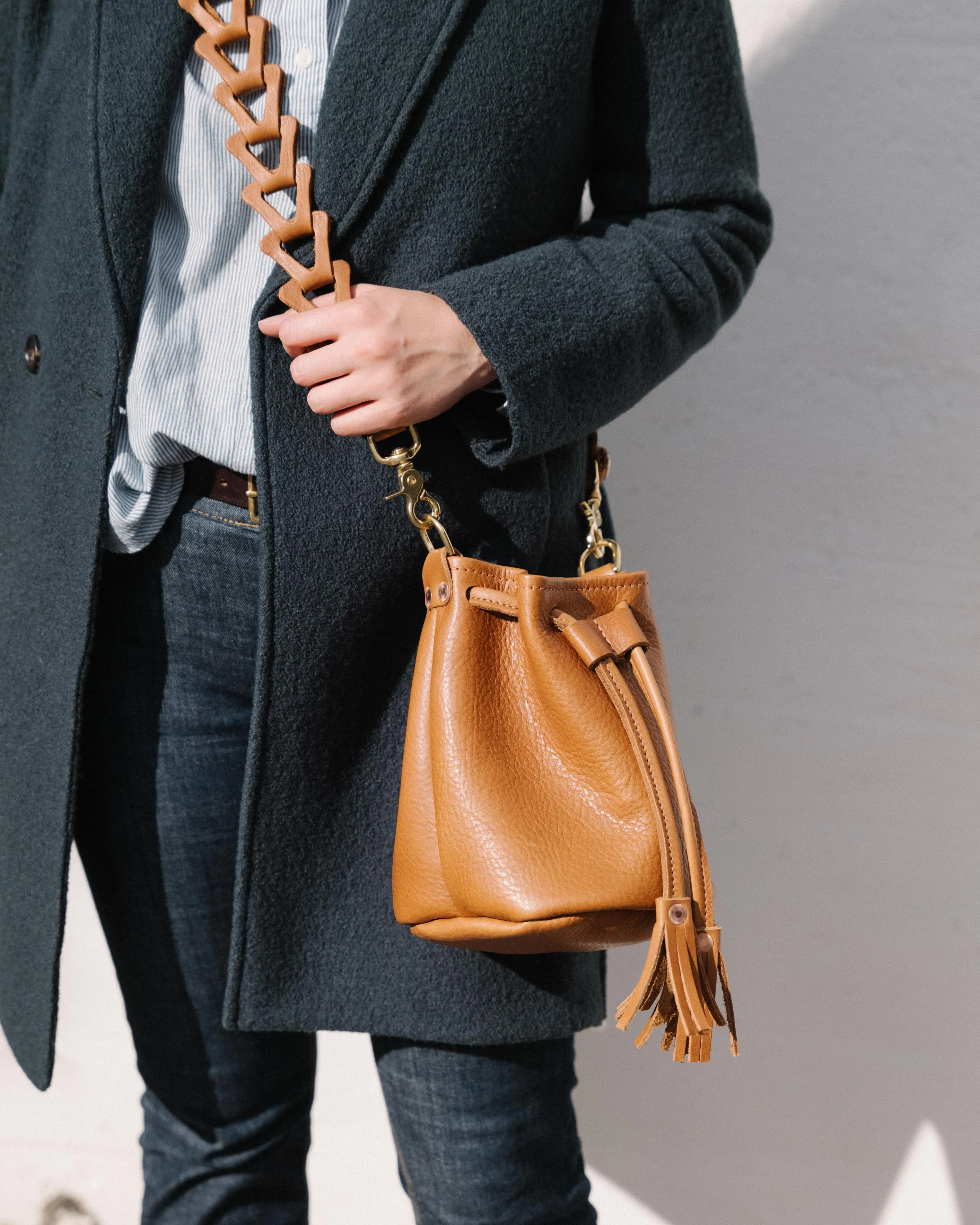 Cognac Cypress Mini Bucket Bag