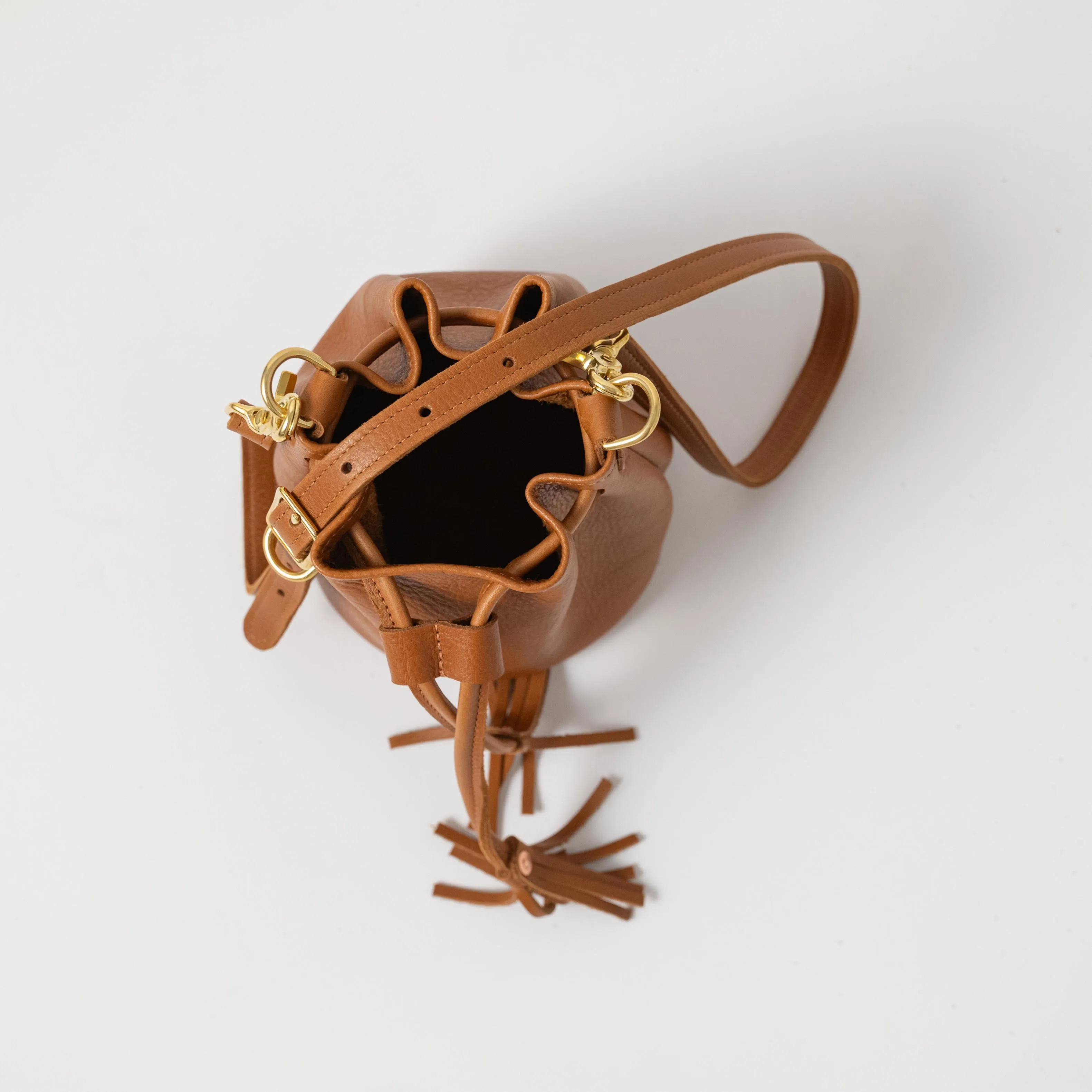 Cognac Cypress Mini Bucket Bag