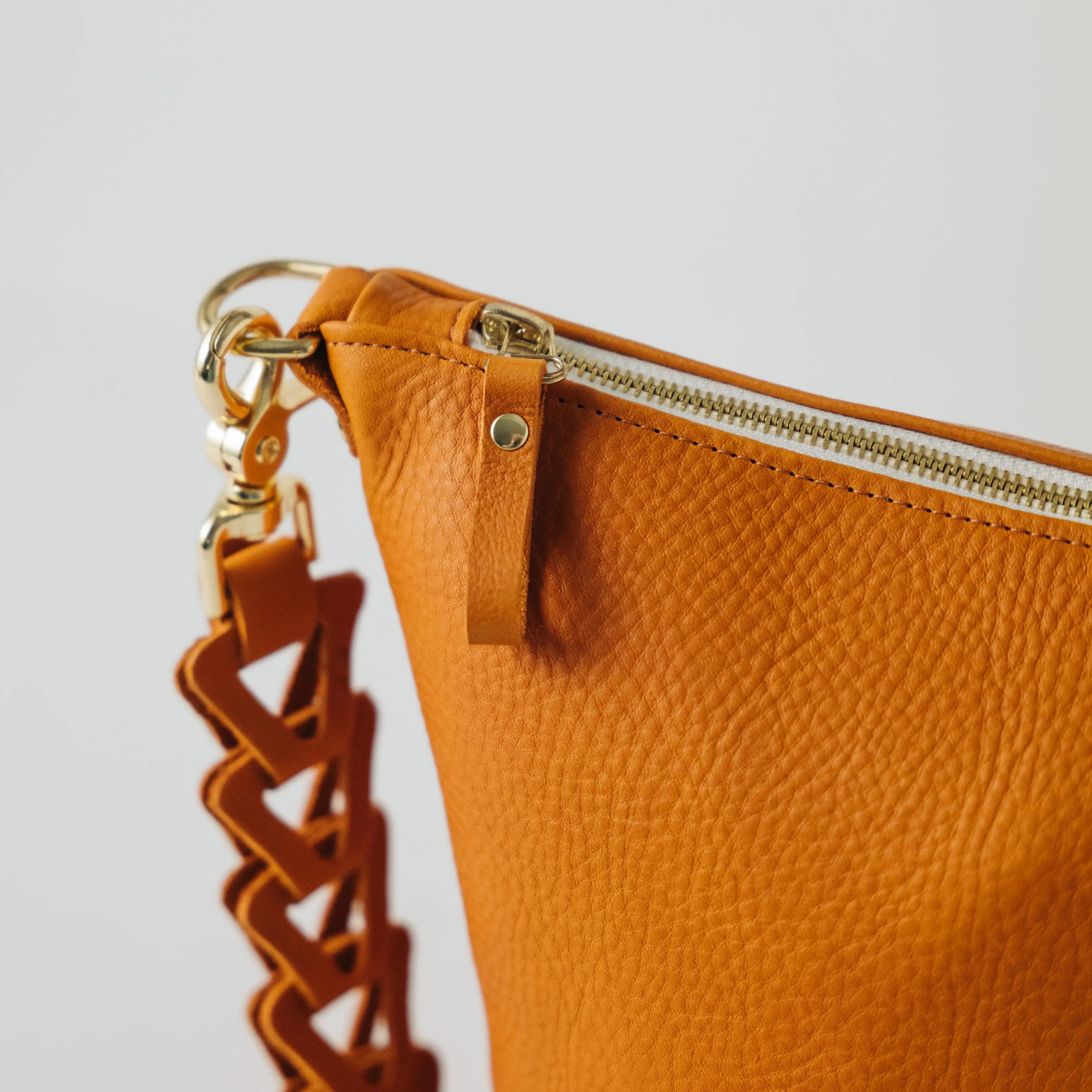 Cognac Cypress Zip-Top Bucket Bag