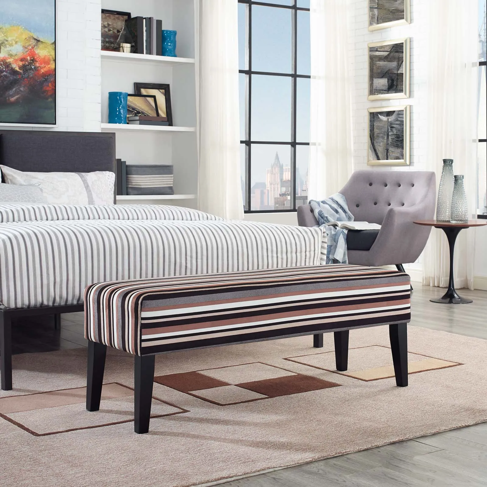 Connect Upholstered Fabric Bench by Modway