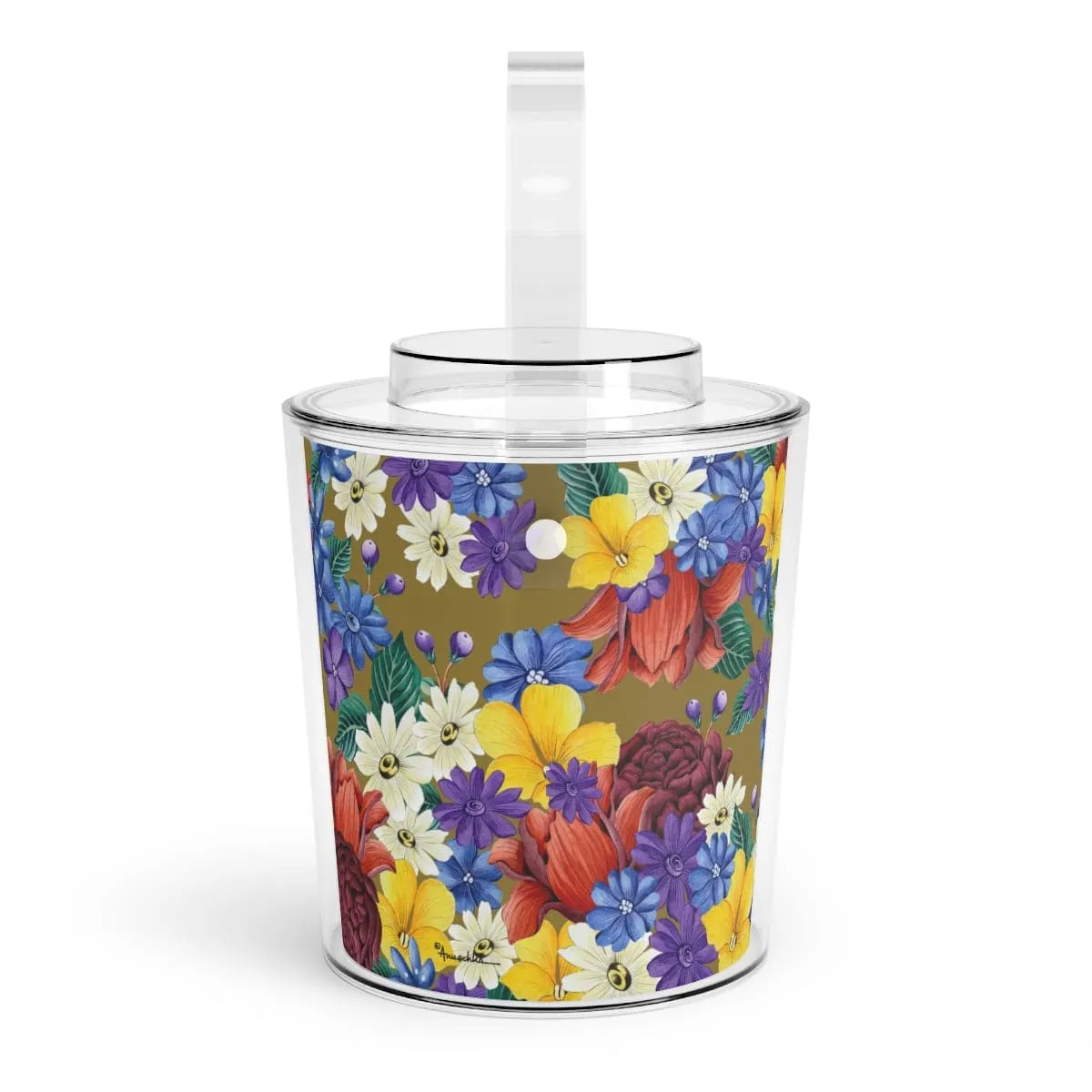 Dreamy Floral Ice Bucket with Tongs