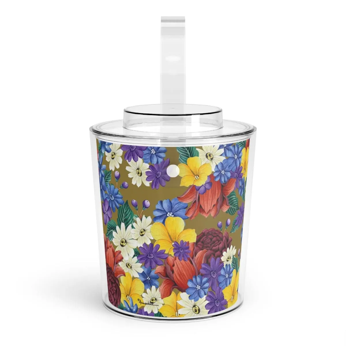 Dreamy Floral Ice Bucket with Tongs