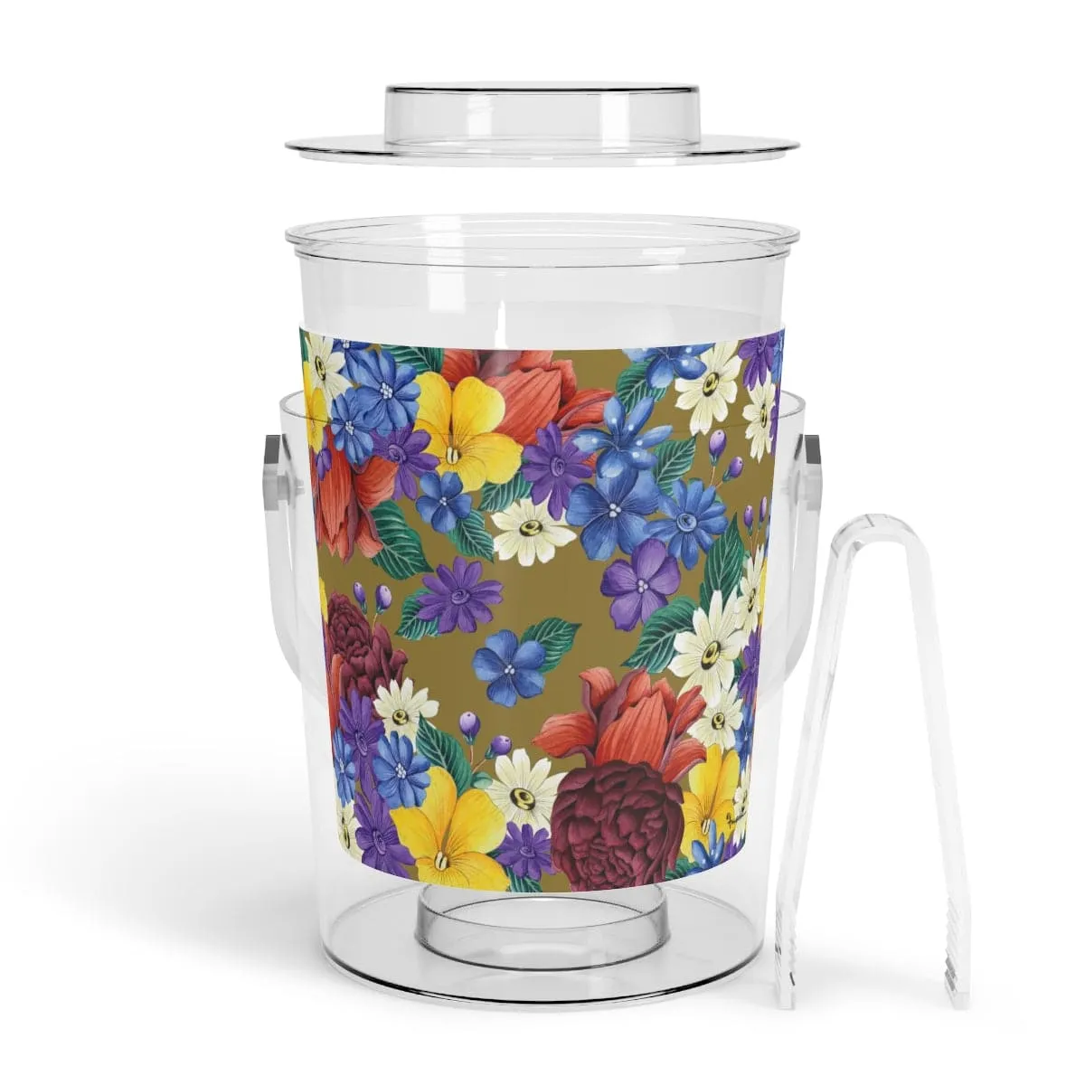 Dreamy Floral Ice Bucket with Tongs