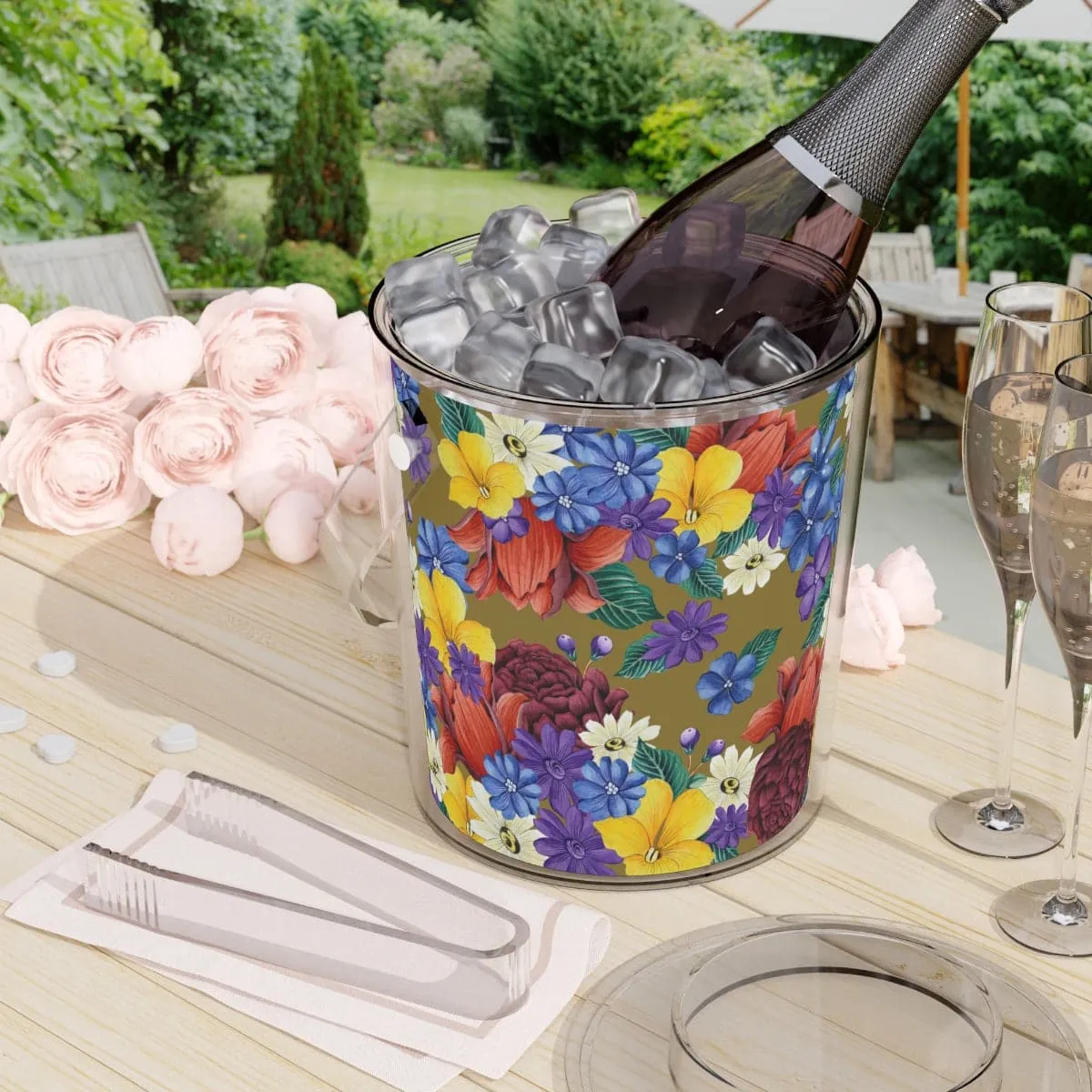 Dreamy Floral Ice Bucket with Tongs