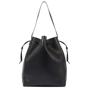 Elegant Cowhide Leather Bucket Tote Bag with Wide Strap– Large Shoulder and Crossbody Bag for Women