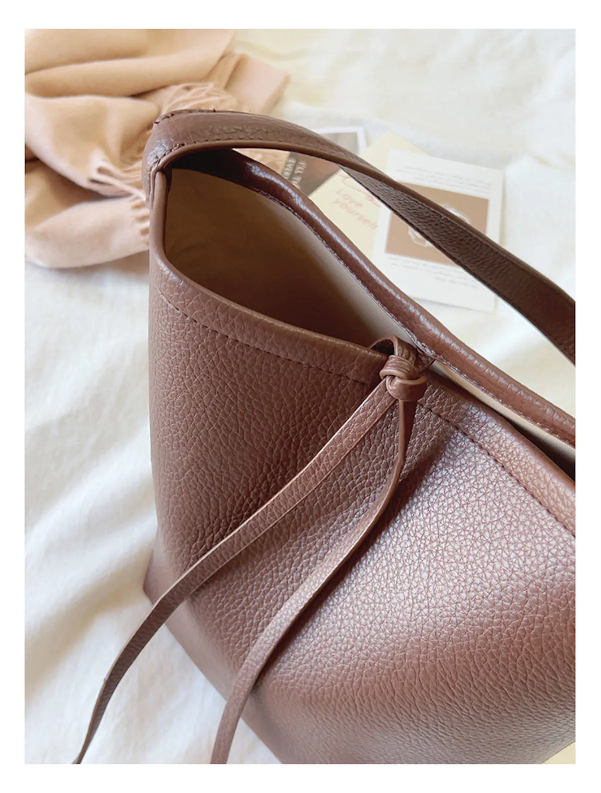 Elena Handbags Chic Leather Bucket Bag